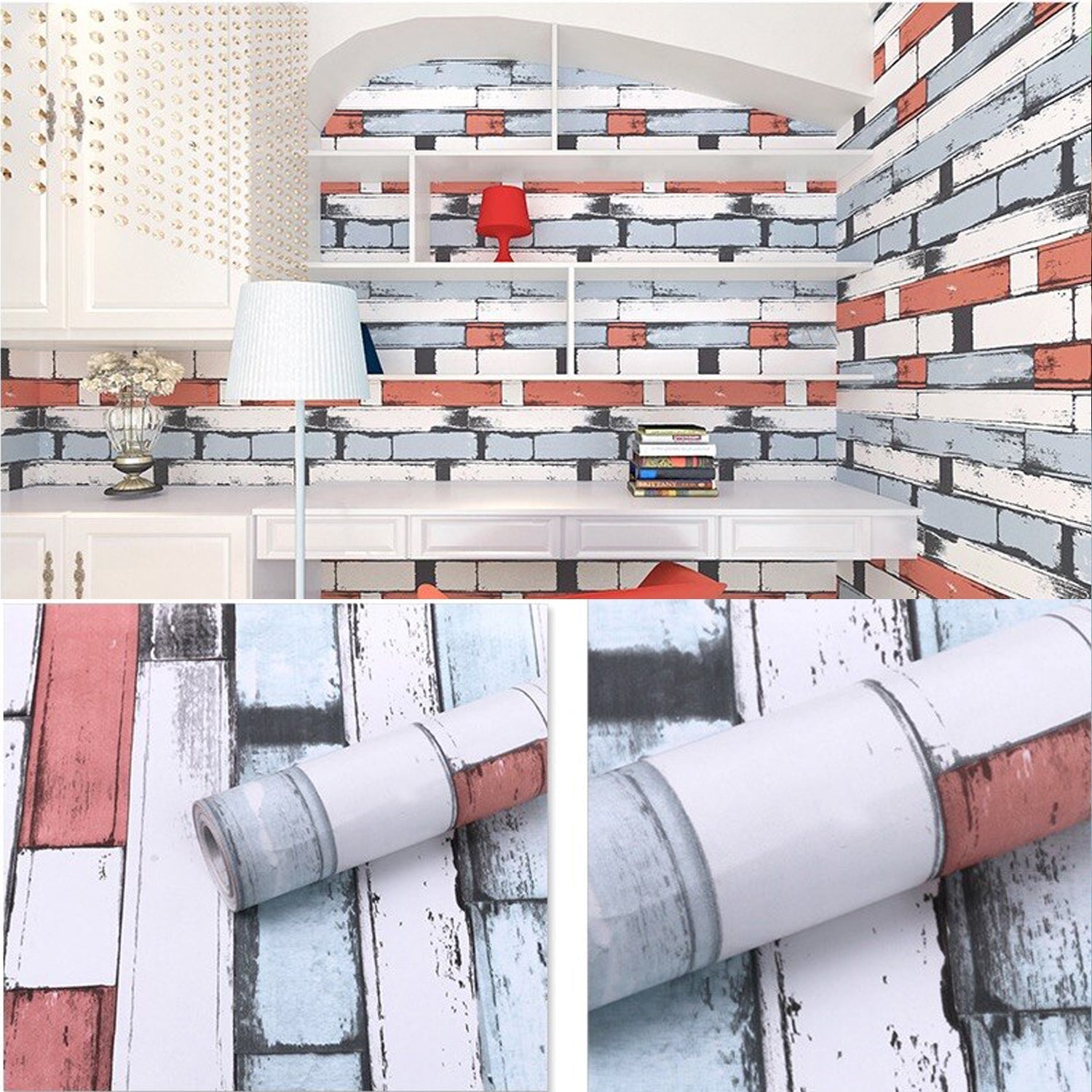 9120 Wall Stickers DIY Wallpaper Decal 3D Self Adhesive House Office Decorative, Living Room, Hall, Kitchen Shelf Contact Paper Interior