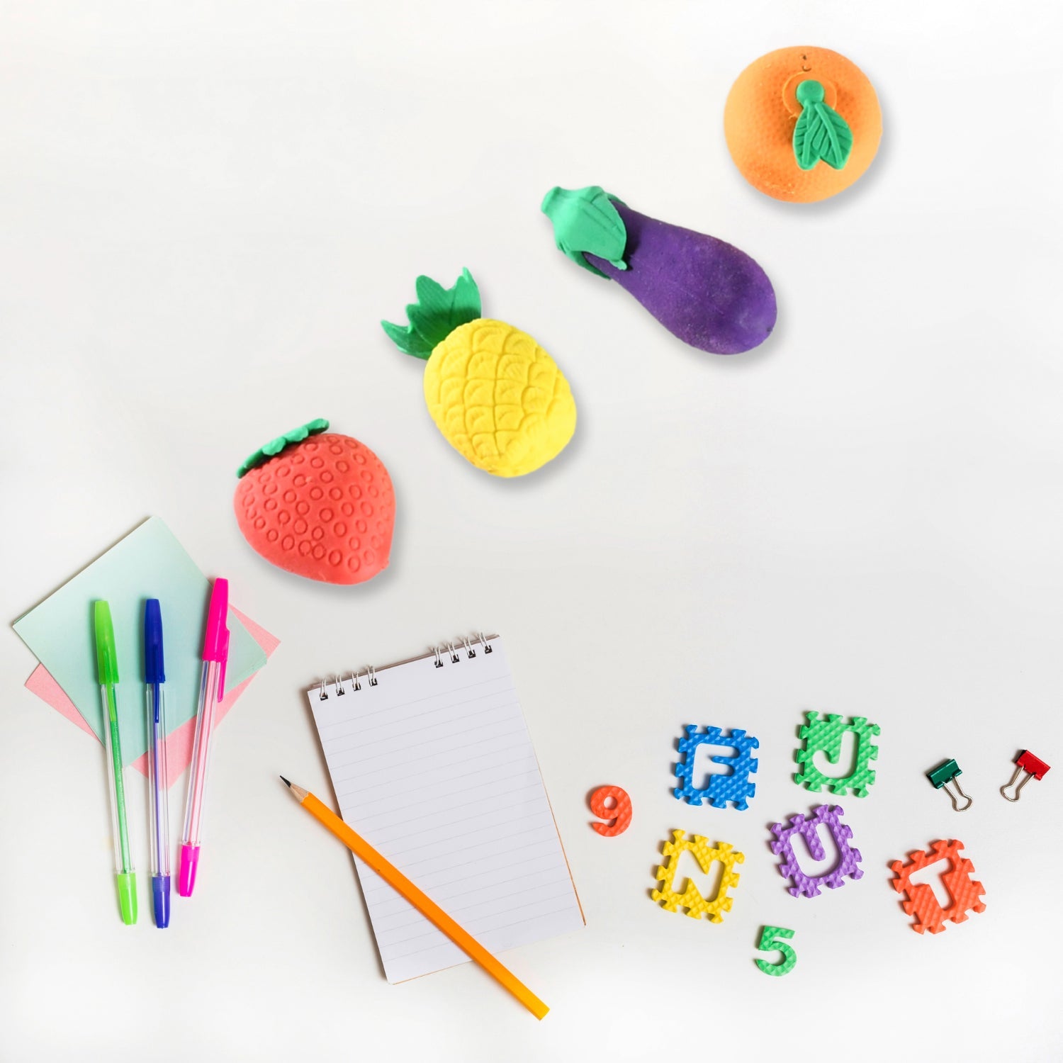 8760 Mini Cute Vegetables and Fruits Erasers or Pencil Rubbers for Kids, 1 Set Fancy & Stylish Colorful Erasers for Children, Eraser Set for Return Gift, Birthday Party, School Prize, 3D Erasers (4 pc Set)