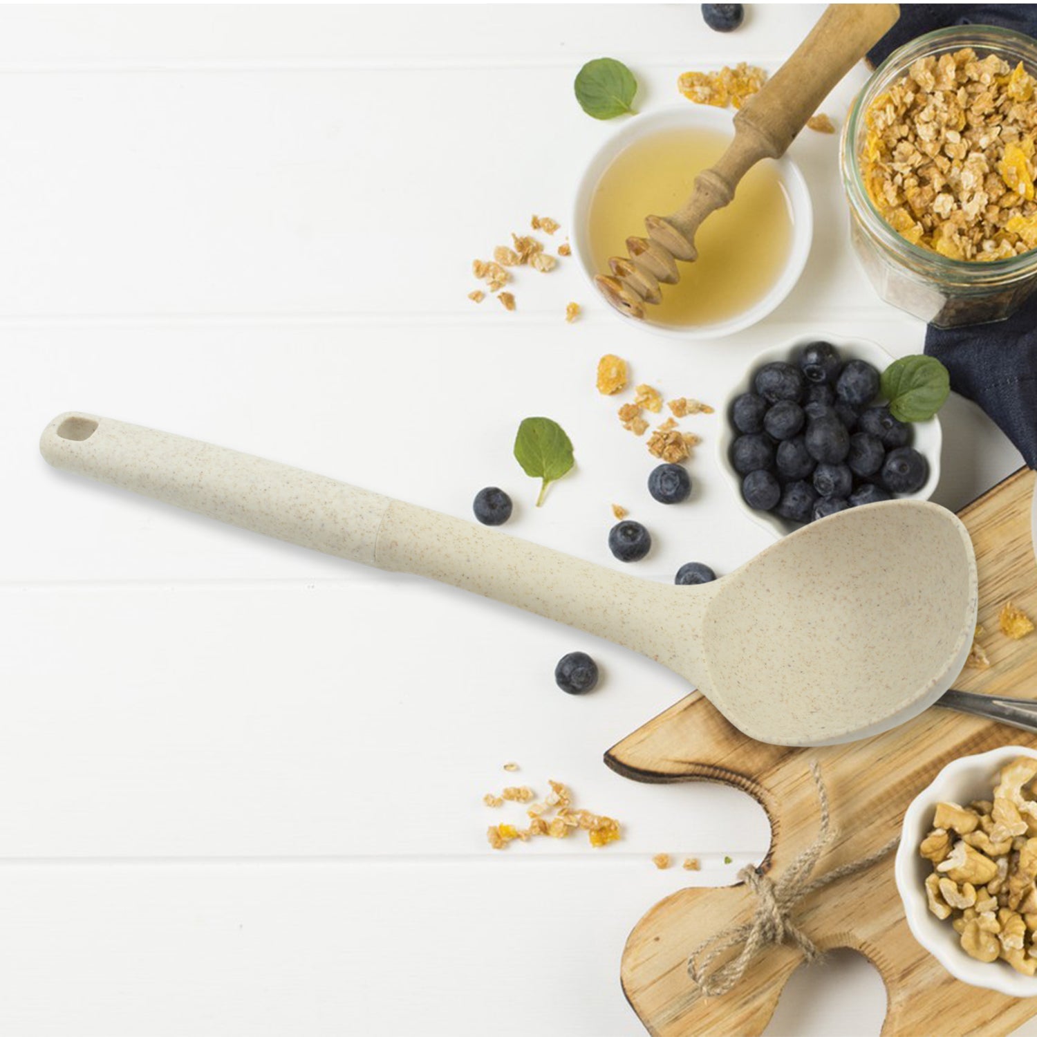 Plastic Kitchen Accessories Whisk , Pasta Spoon & Soup Spoon Heat Resistant Non Stick Spoons Kitchen Cookware Items (1 Pc )