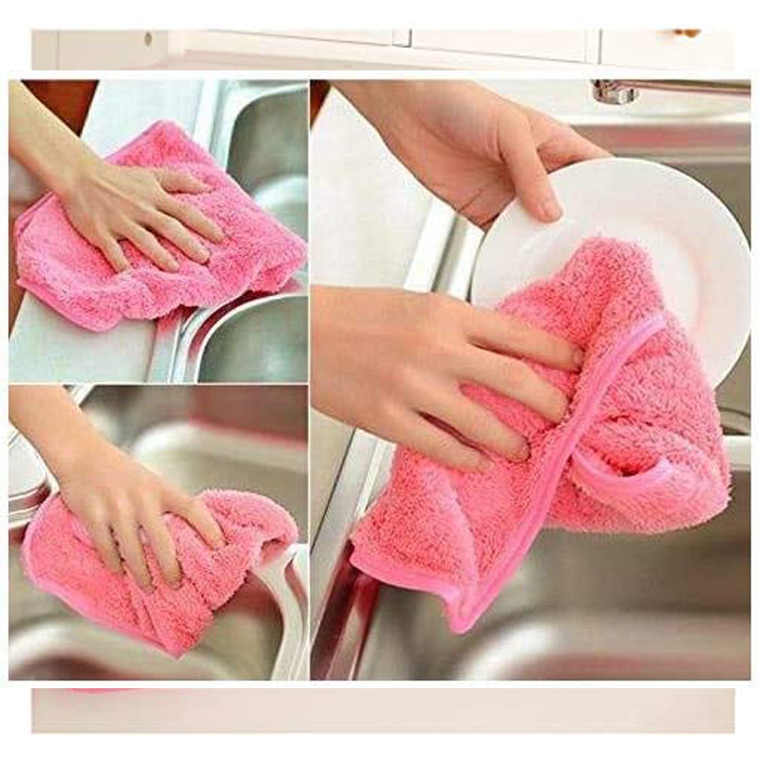 6203 Microfiber wash Basin Hanging Hand Kitchen Towel Napkin Microfiber Cloth Cartoon Animal Hanging Dishcloths Kitchen Accessories ( 1pc )