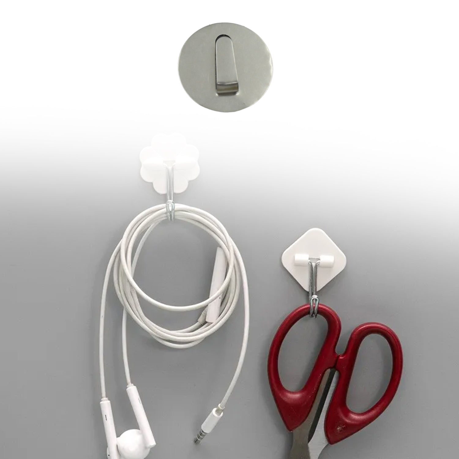 9413 Multipurpose Steel Wall hanging hook 12 pc, Self Adhesive Wall Hanging Hooks Sticker Hook, Suitable For: Wall Paper, Calender, Bathroom Tiles, Kitchen, Key Hange and etc Hook 12 (Pack of 12)