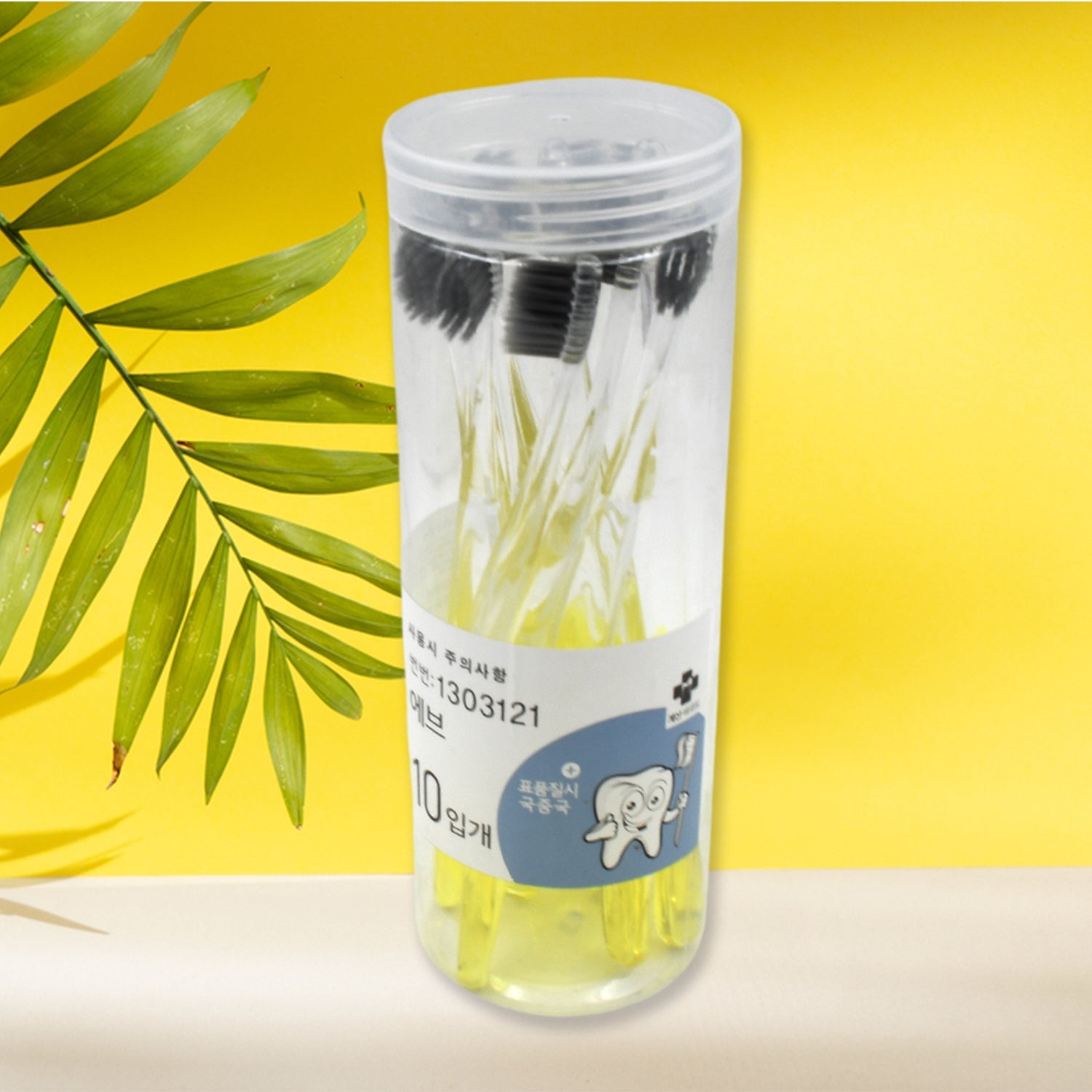 13078 Premium Plastic Toothbrush With Plastic Round Box for Men and Women, Kids, Adults Plastic Toothbrush (10 pcs Set)