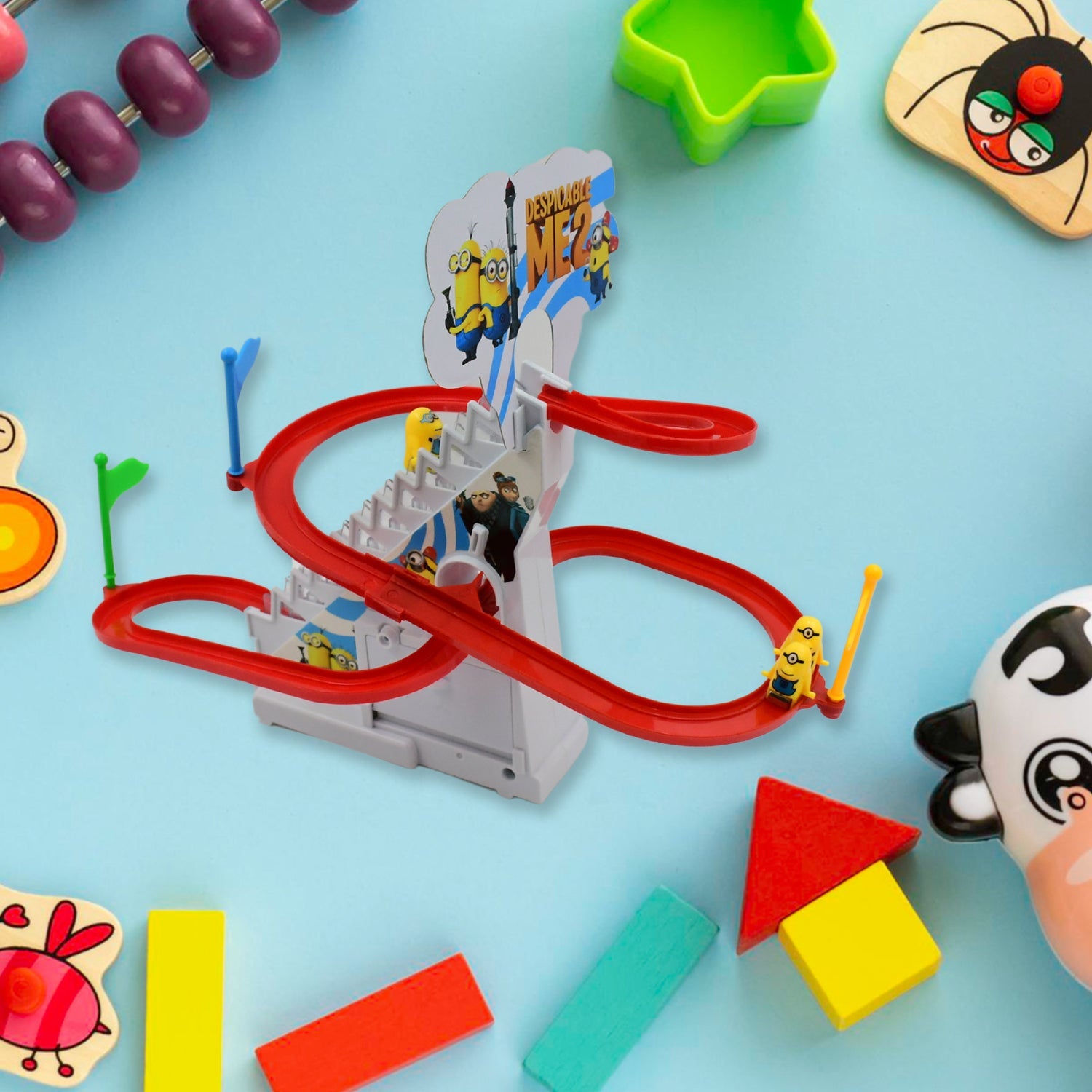 4480 Ducks Climb Stairs Toy Roller Coaster, Electric Duck Chasing Race Track Set, Fun Duck Stair Climbing Toy with Flashing Lights Music and 3 Ducks, Small Ducks Climbing Toys