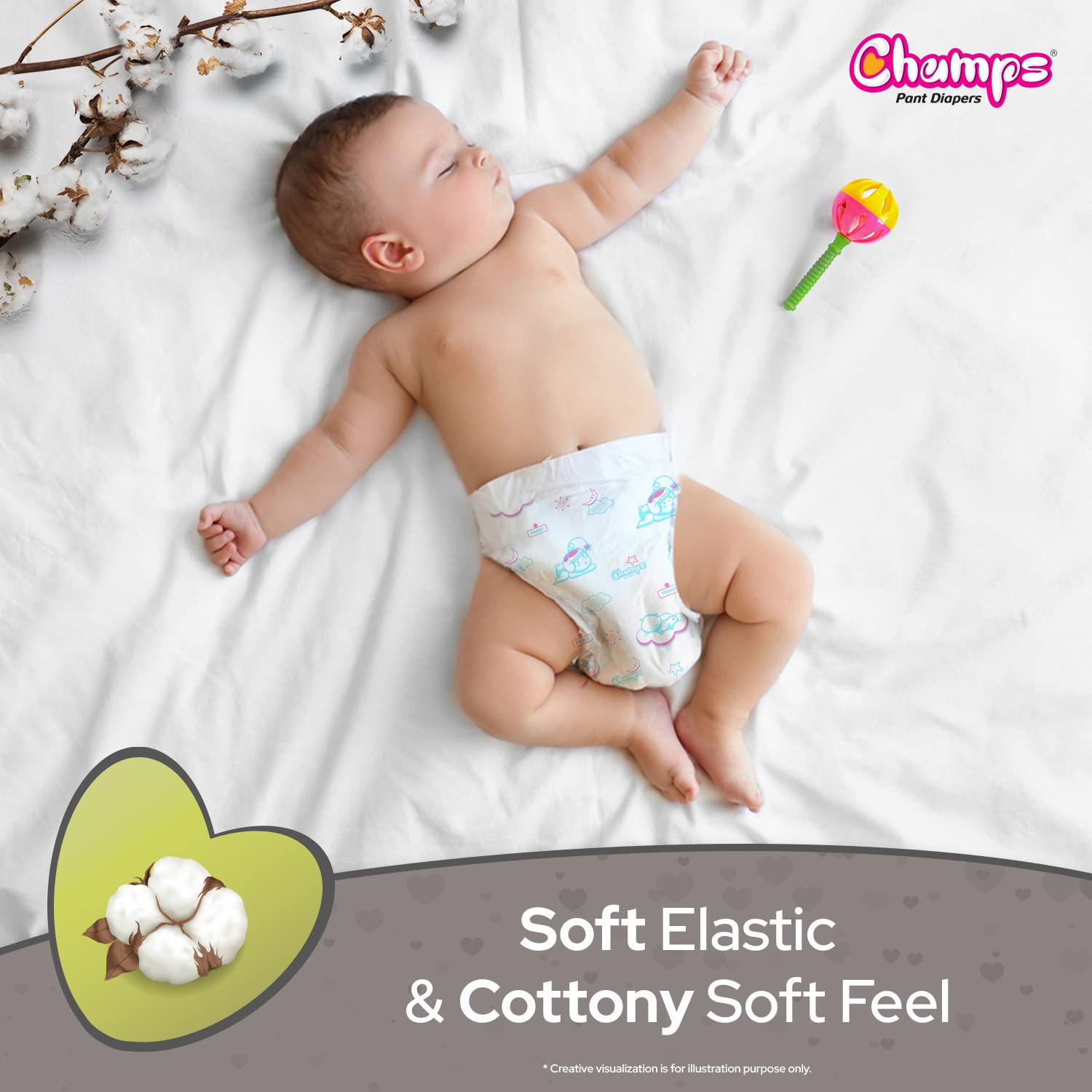 0961 Baby Diaper High Absorbent Pant Diapers, Champs Soft and Dry Baby Diaper Pants Xl 54 Pcs (Extra Large , XL54 Pieces)