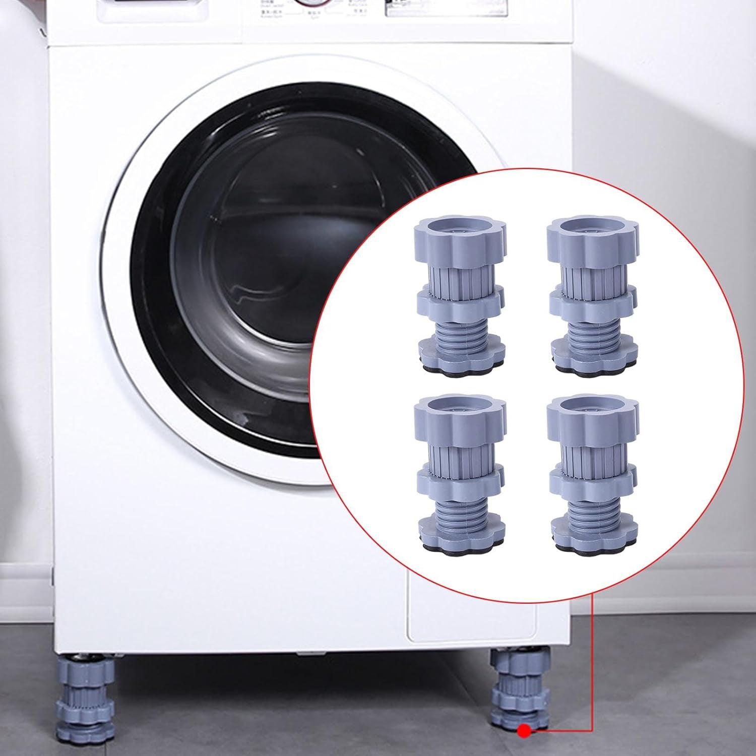 Washing machine support, anti vibration washing machine support adjustable washer anti vibrasion pads, washer & dryer pedestals, Washing Machine Accessory Anti- Skid Pad PVC Lifting Pad Non-Slip ( 4 Pc Set | 1Pc )