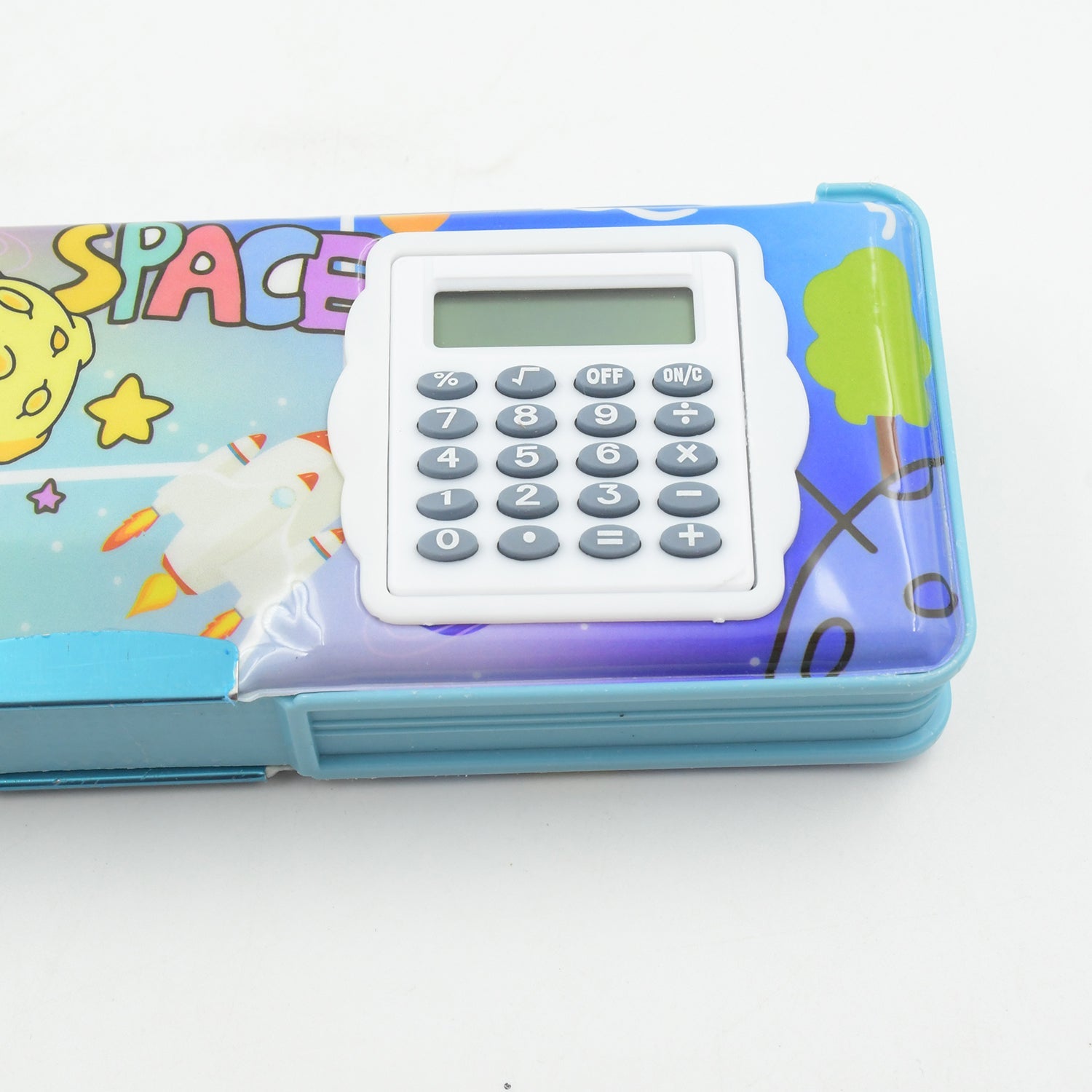 4257 Double Sided Magnetic Geometry Box, Pencil Box with Calculator for Boys Art Plastic Pencil Box for Girls and Boys