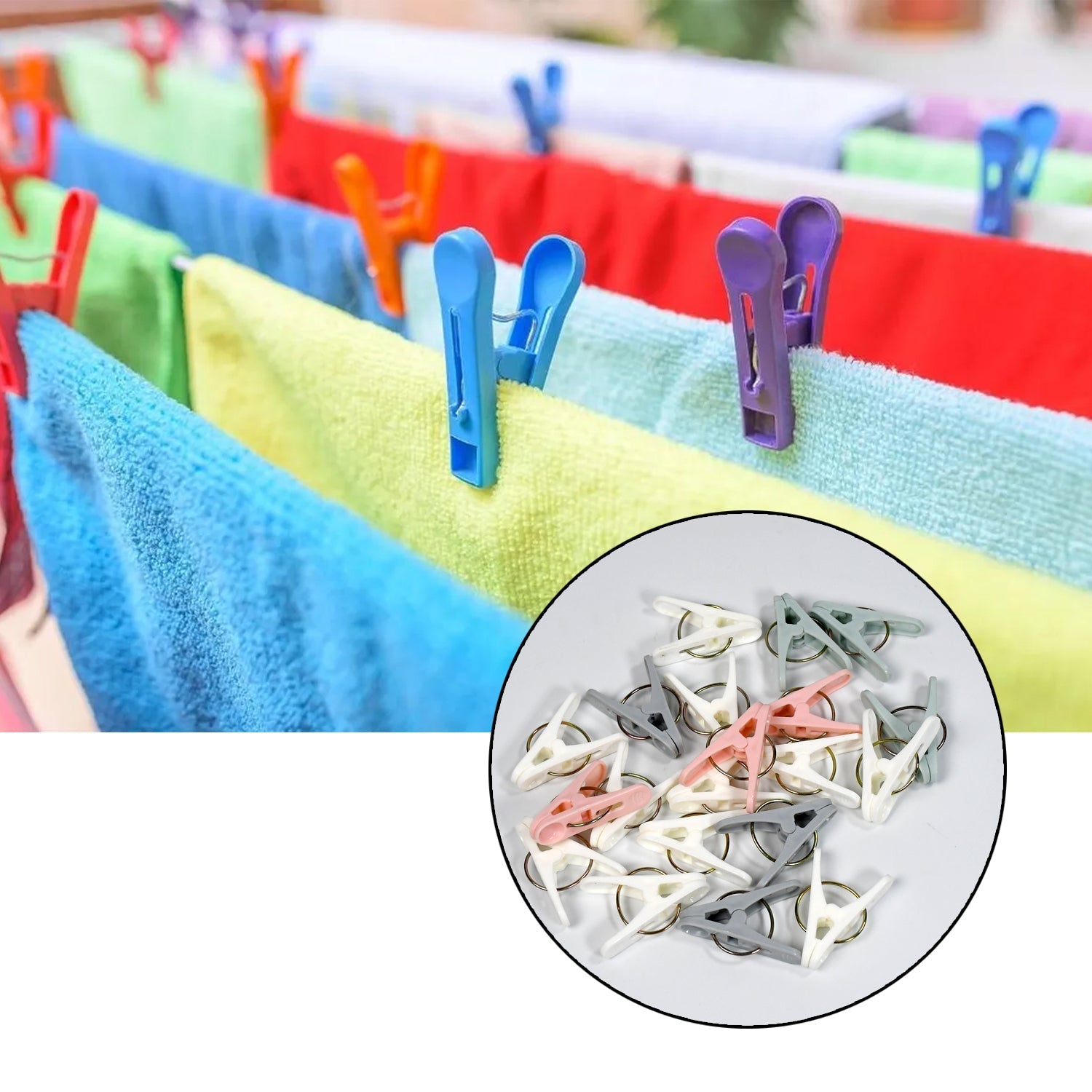 4523 Plastic Cloth Clips for Cloth Dying Cloth Clips Multipurpose Clothes Pins for Indoor and Outdoor Use Strong and Durable Clips For Clothes Drying ( Pack Of 20pc )