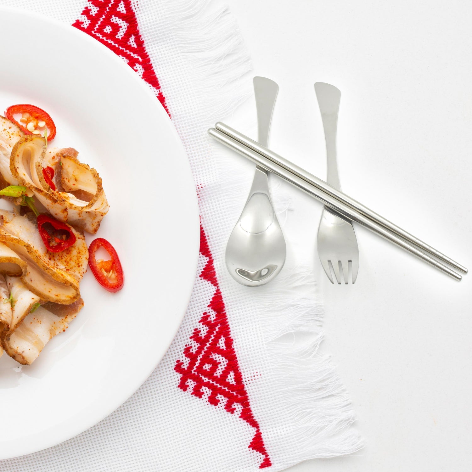 5820 Picnic Dinner Spoon Fork Chopsticks Cutlery Tablewares Set Traveling Spoon Set High Quality Cutlery Set (4 PC / 1 Set )