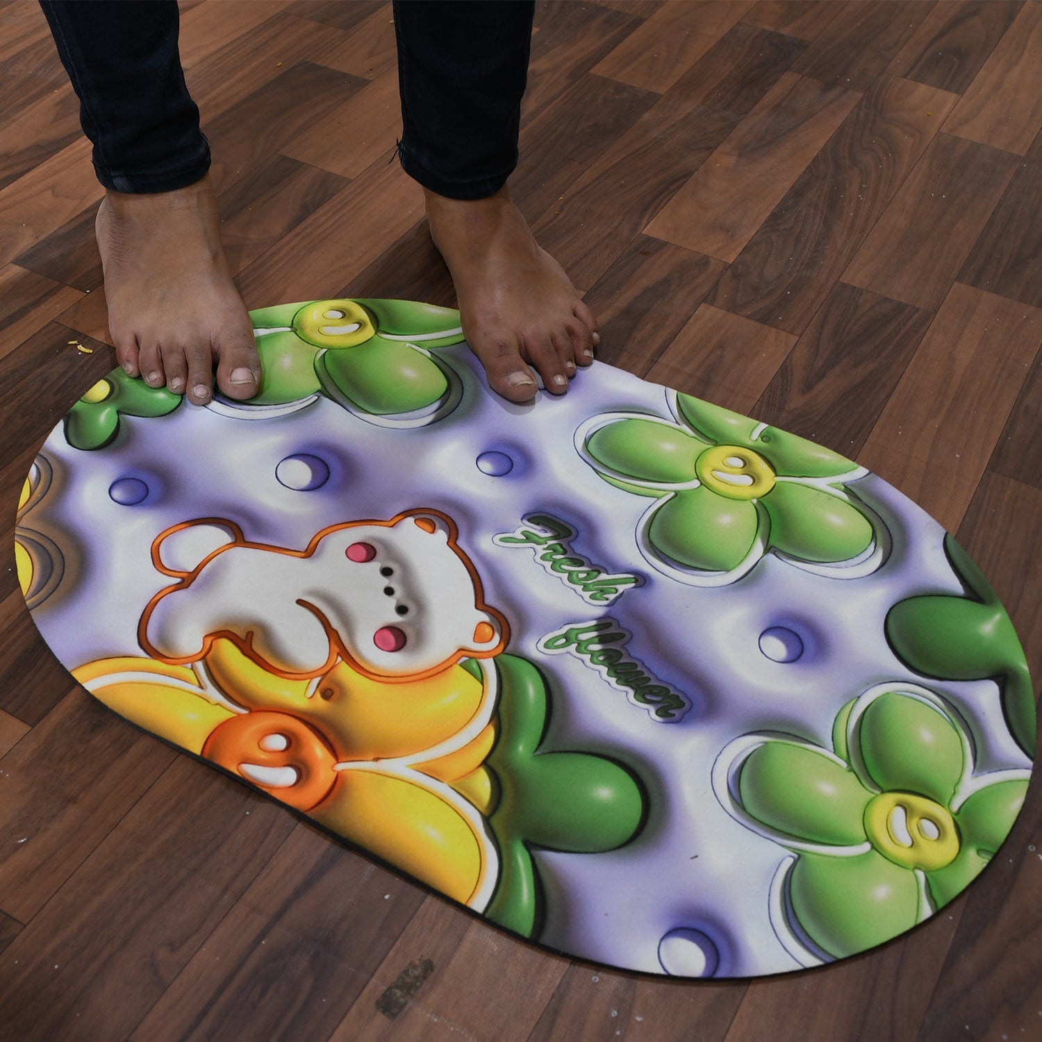 4598 3D Visual Anti-Slip Absorbent Mat New Soft Super Absorbent Floor Mats, Cute Flowers Shower Drying Bathroom Mat