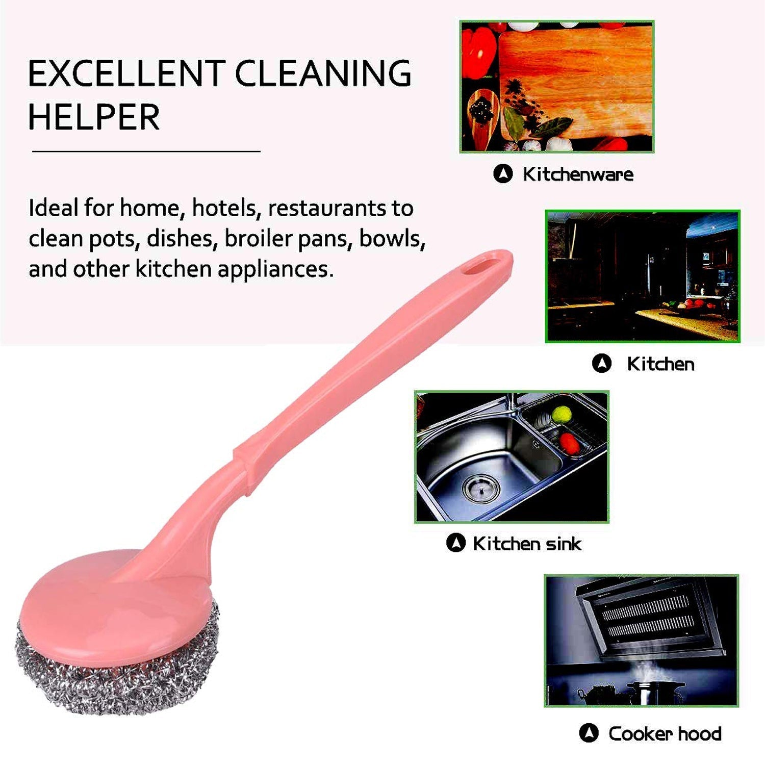 2804 Scrubber with Handle for Kitchen and Utensil Cleaning and Hard Stains,