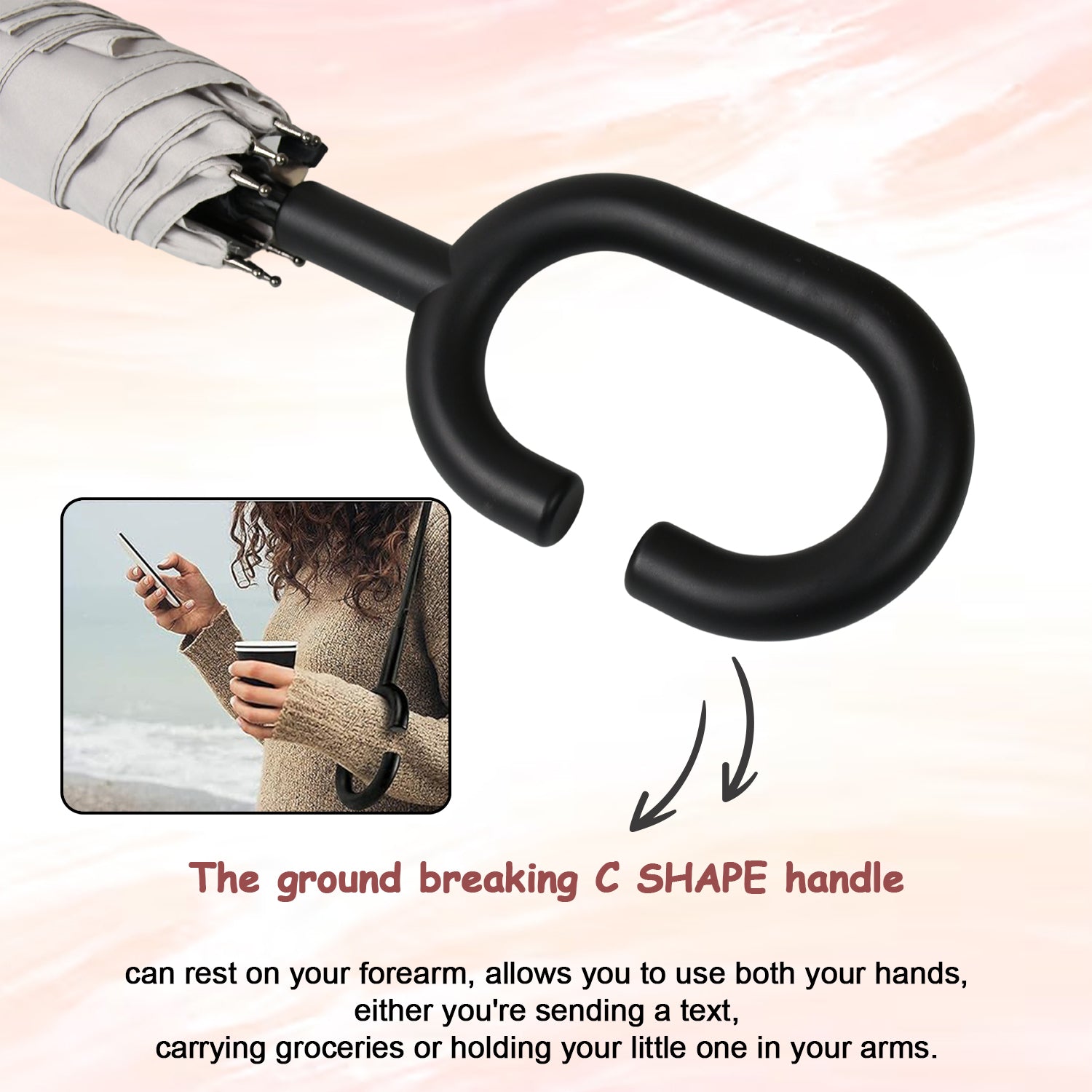 8551 Umbrella Summer Sun and Rain Protection Foldable Cute Umbrella & C-Shaped Handle || UV Protection Rain Sun Umbrella || Travel Accessories || Umbrella for Children, Girls, and Boys (1 Pc / Mix Color)