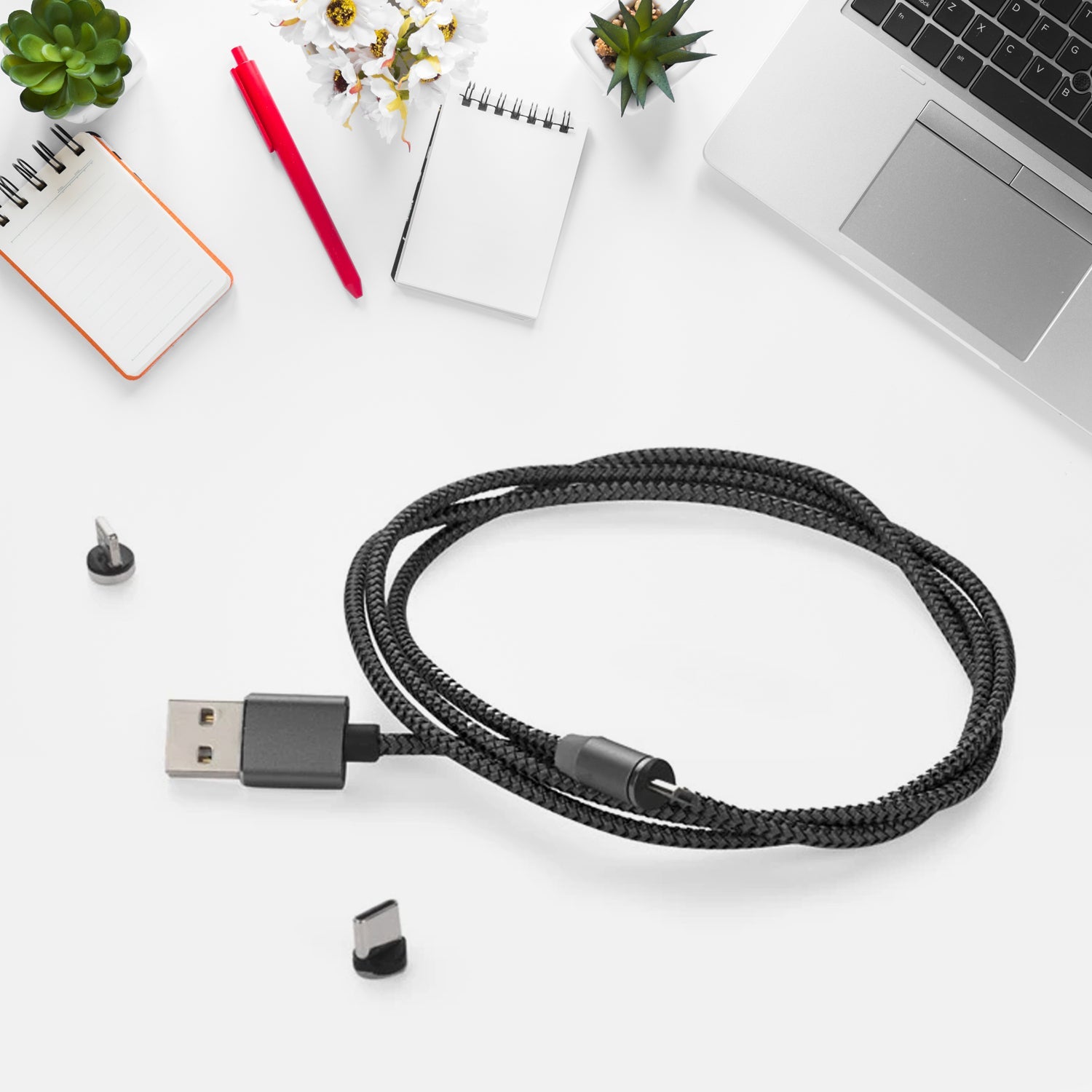 12520 Magnetic Charging Cable 3 in 1 Metal Magnetic Micro USB Type C Lighting Cable with LED, Multiple Charging Adapters for All Android and all Smartphones (Compatible with All Android and iPhone Smartphones, Tablet, PC, Mobile