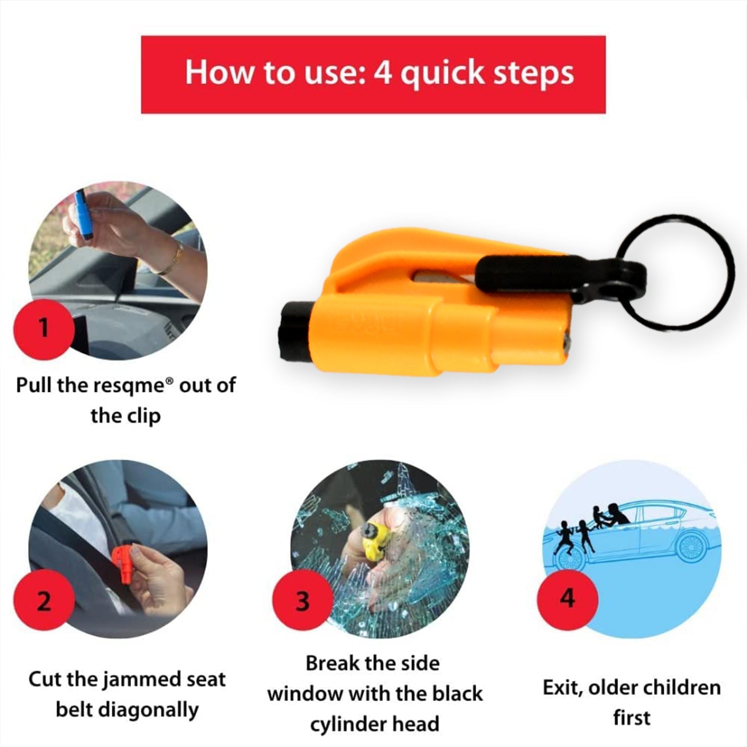 8761 2 in 1 Emergency Safety Cutter with Key Chain, Small Portable Handy Emergency Safely Glass Breaking & Seat Belt Cutting Keychain Tool