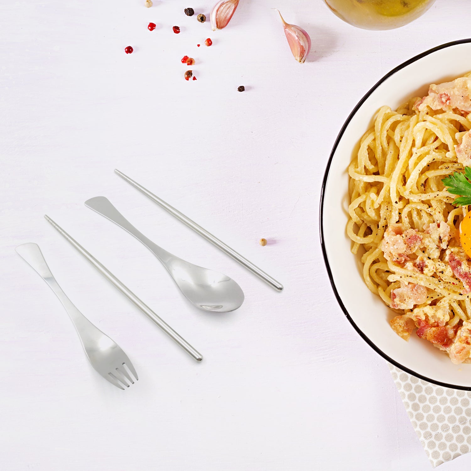 5820 Picnic Dinner Spoon Fork Chopsticks Cutlery Tablewares Set Traveling Spoon Set High Quality Cutlery Set (4 PC / 1 Set )