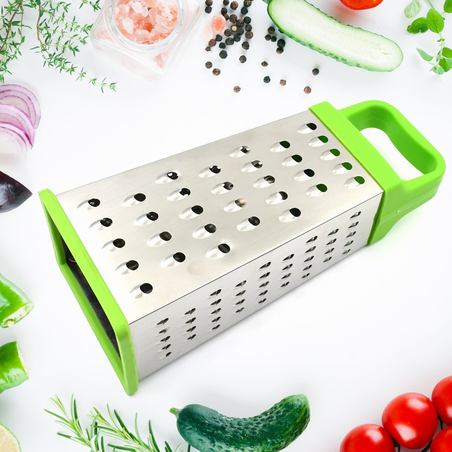 5585 Miracle 5 In 1 Multifunctional Stainless Steel, Cheese Grater With Handle Stainless Steel Material Food Grater For Carrot, Cheese, Panner, Lemon or orange Peel and other Vegetable & Fruit