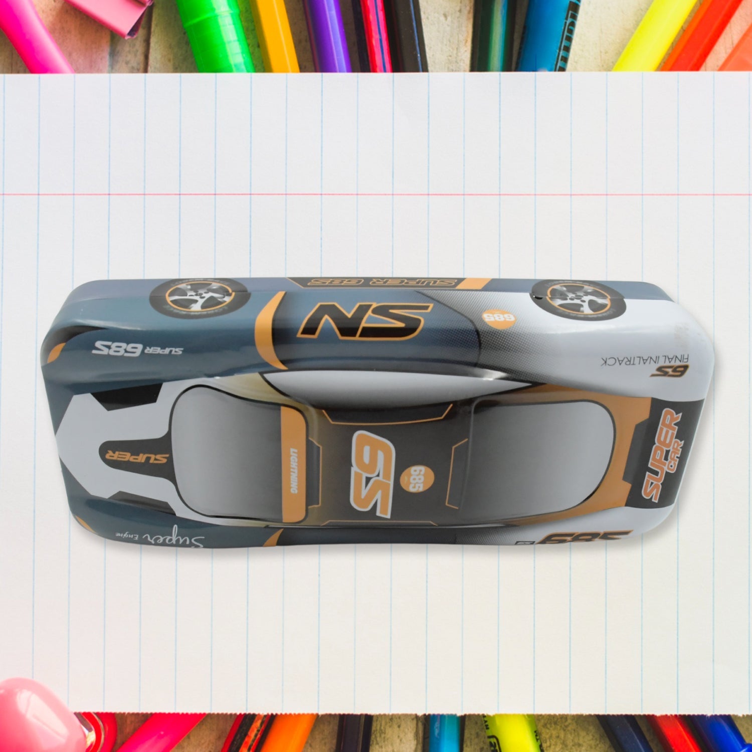 4255 Car Shape Metal Compass Box, Pencil Case for Kids Stationery Compass Box, Stationery Gift for School Kids Compass, Pencil Box, Birthday Return Gift for Kids (1 Pc)