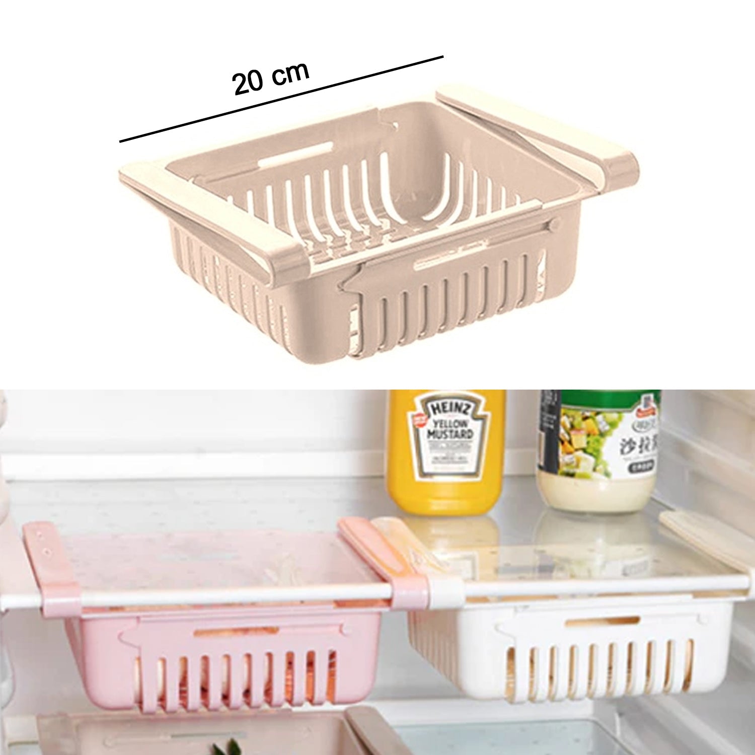 113 Adjustable Fridge Storage Basket, Fridge Racks Tray Sliding Storage Racks