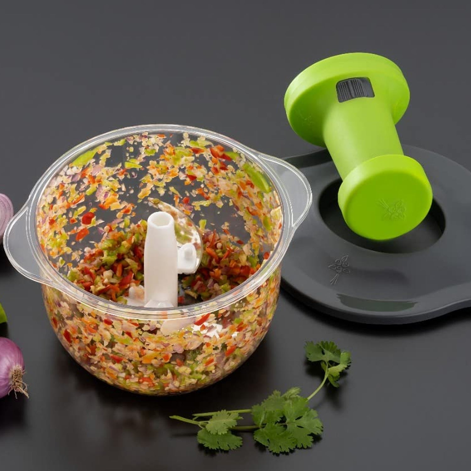 5329 Push Chopper Manual Food Chopper and Hand Push Vegetable Chopper, Cutter, Mixer Set for Kitchen with 3 Stainless Steel Blade