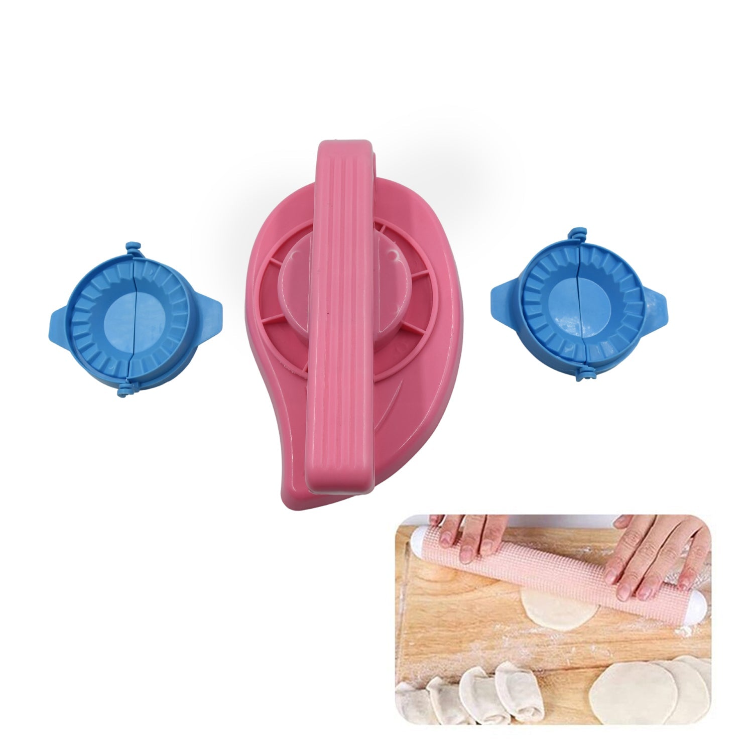 7014 Puri Press & Dough Press Set Dumpling Dough Press Pastry Maker Mould Mold & Puri Press Maker High Quality Kitchen Product Use For Gujiya Making ( 3 Pcs Set )