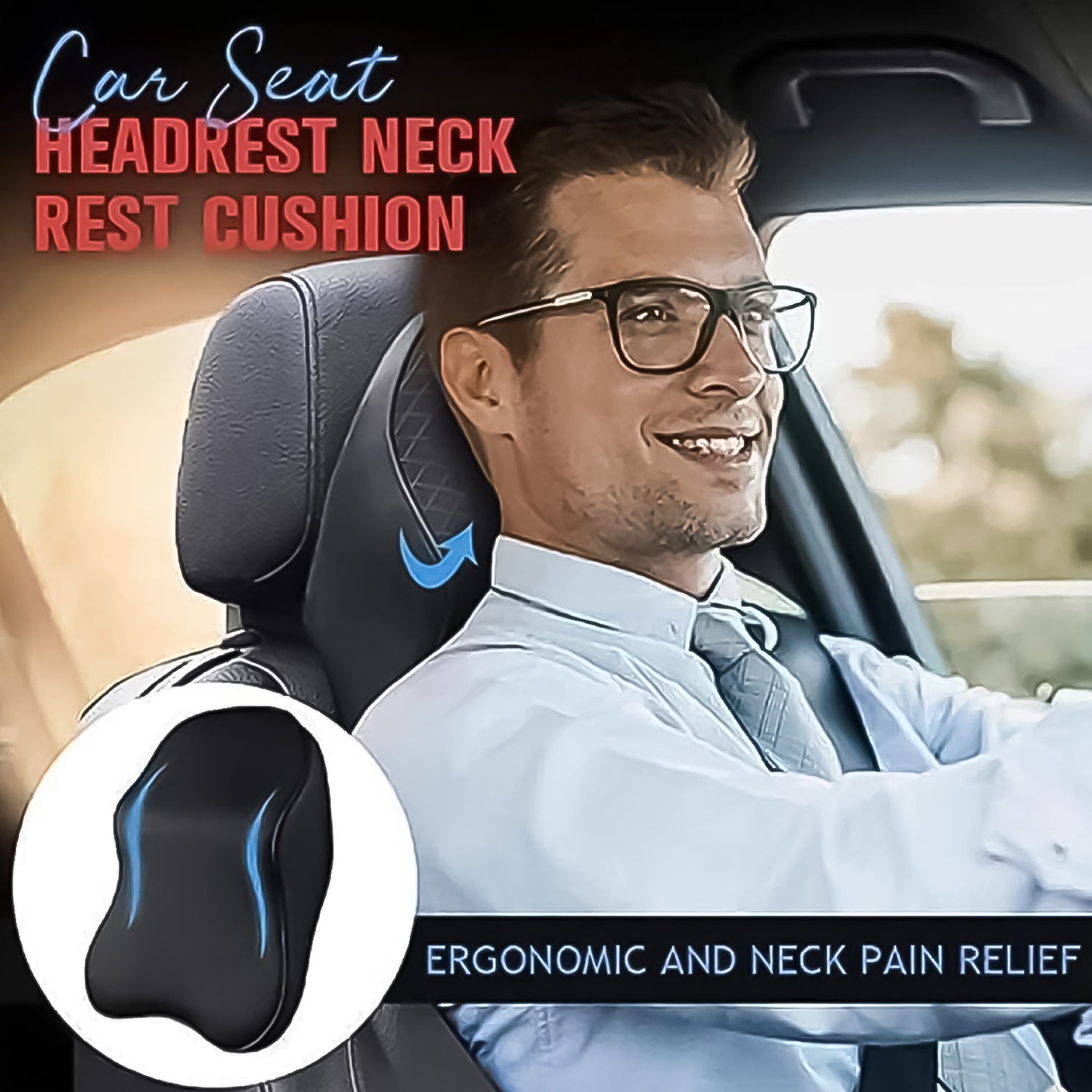 8595 Car Neck Pillow Car Neck Headrest Pillow Memory Foam Car Accessories Cushion Car Seat Head Support Neck Protector Car Seat Neck Pillow, for Driving (1 Pc)