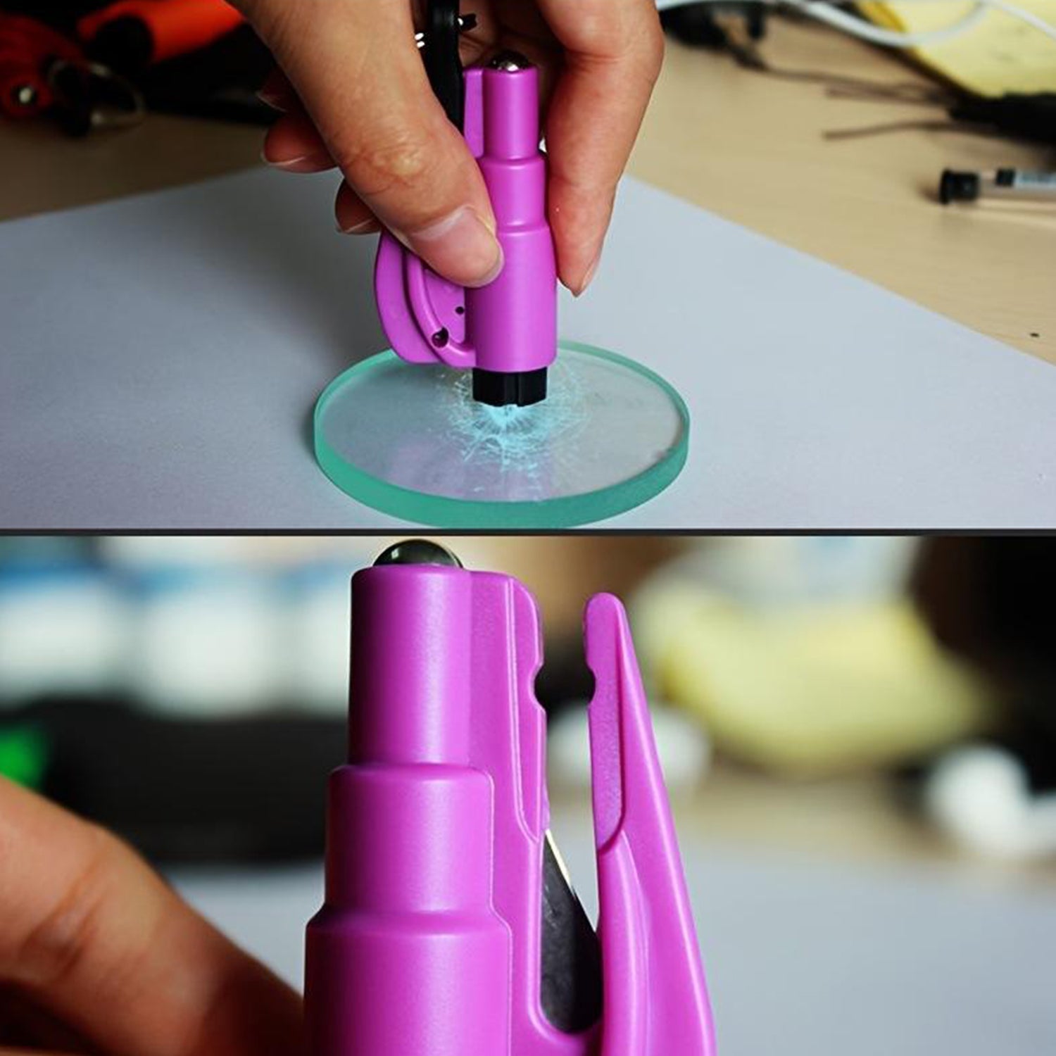 8761 2 in 1 Emergency Safety Cutter with Key Chain, Small Portable Handy Emergency Safely Glass Breaking & Seat Belt Cutting Keychain Tool