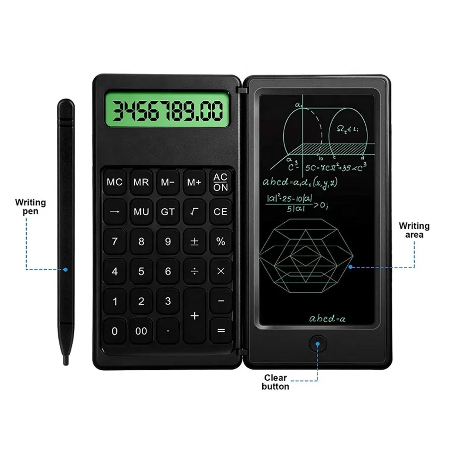 6739 Foldable Calculator With 6 Inch LCD Tablet Digital Drawing Pad Stylus Pen Erase Button Lock Function Smart Calculator -01