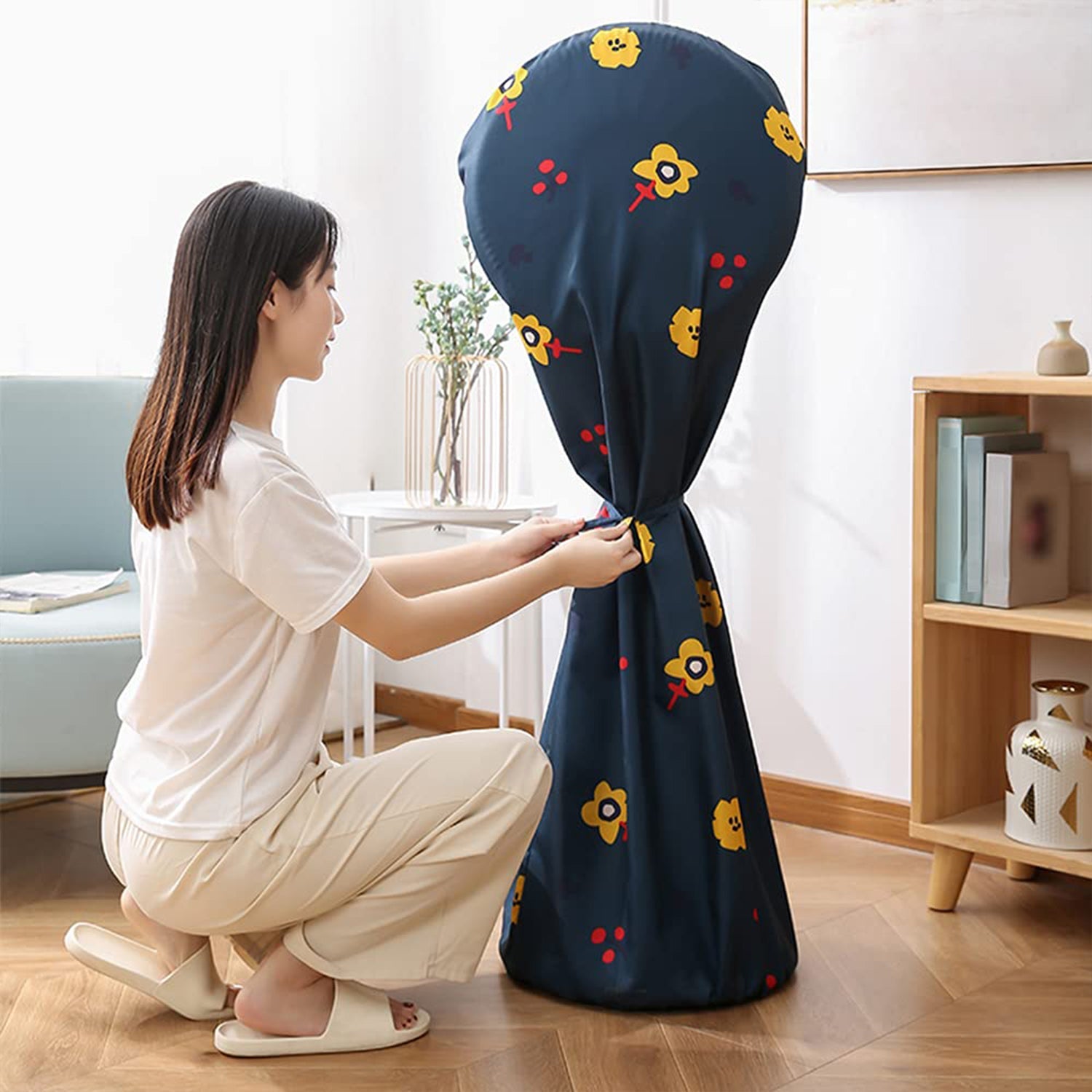 12581 Decorative Dustproof And Waterproof Table Fan Cover, Useful When The Fan Is Not In Use. (Mix Size / Design / Mix Color)