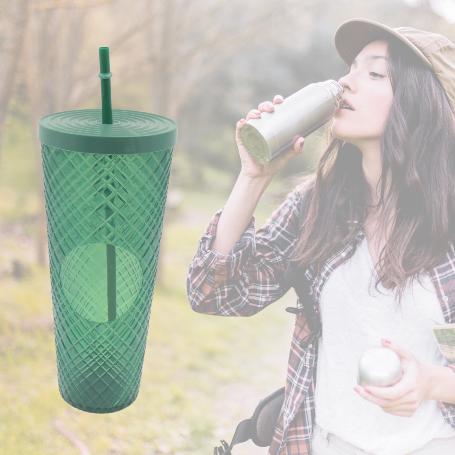 7249 Cup with Straw & LED Lighting Reusable Matte Studded Tumbler with Leak Proof Lid Water Cup Travel Mug Coffee Ice Water Bottle Double Walled Insulated Tumbler BPA Free (1 Pc)