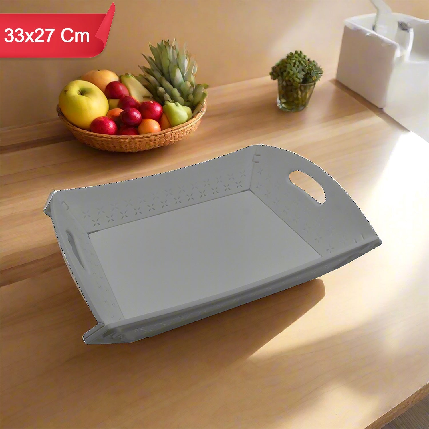 10018 Foldable Serving Tray Plastic Serving Tray With Handle Serving Tray For Food, Kitchen, Outdoors, Restaurants (1 Pc)