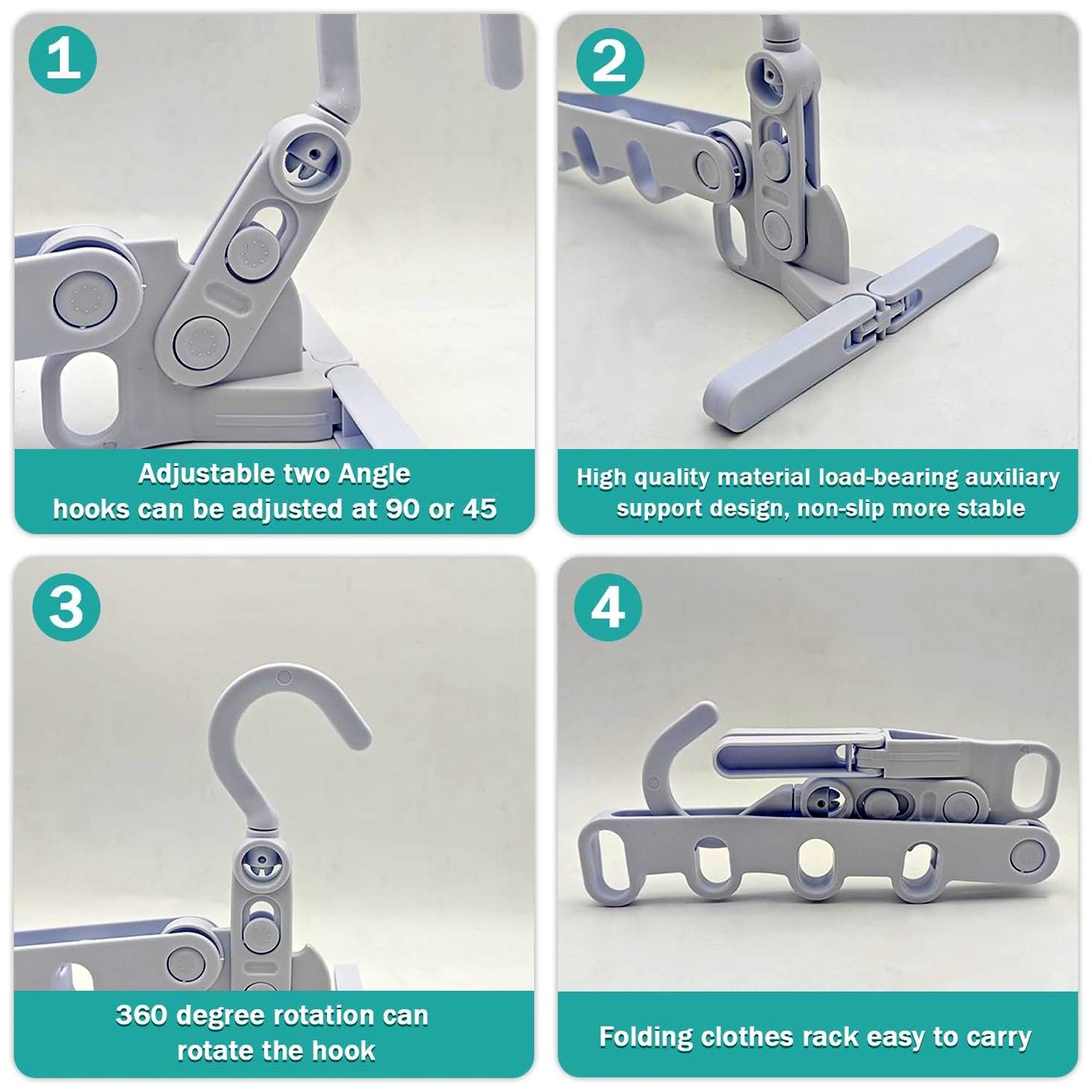 13049 5 holes foldable clothes Hanger, travel clothes hanger, multifunctional clothes hanger, space-saving wall holder, clothes rack, robust clothes hanger for travel, indoors.