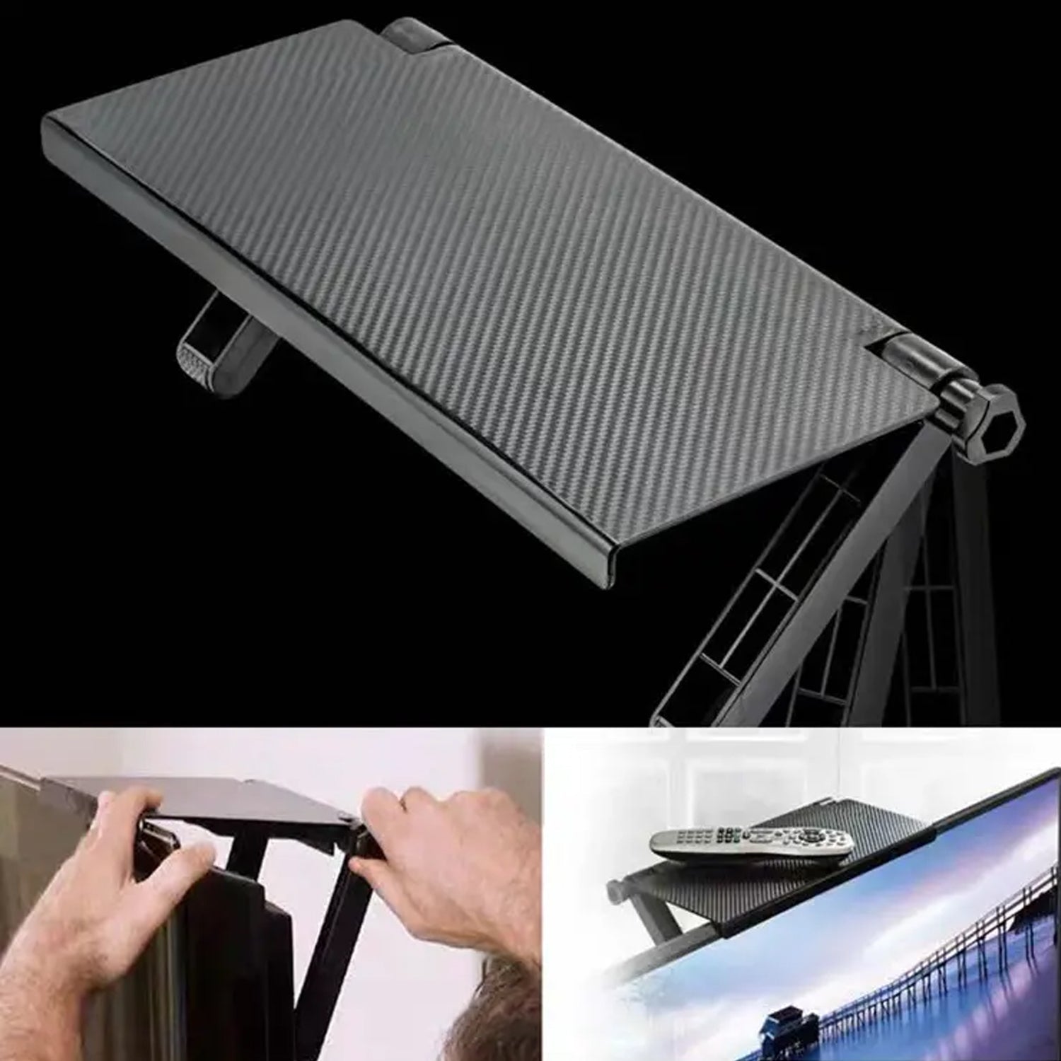 4690 TV Top Shelf Screen Shelf Adjustable Monitor Shelf Media Shelf TV Shelf for Cable Box Game Storage TV Stand Above TV Shelf Mount Audio Video Shelving for Cellphone Stand