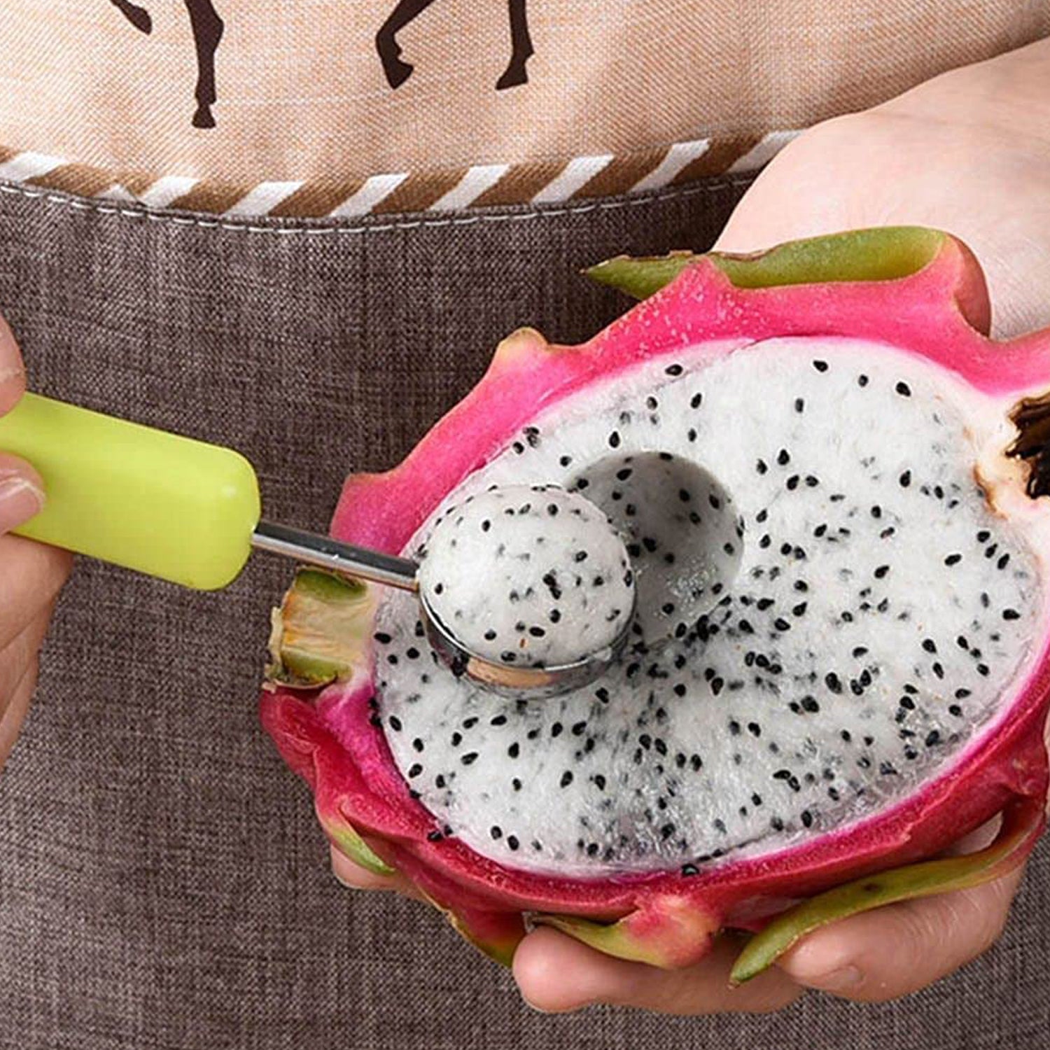 2606 4 in 1 Stainless Steel Melon Baller Seed Remover, Sorbet Dessert Ball Spoon, Fruit Digging Spoon, Double Sided Fruit Scooper, Watermelon Baller Scoop