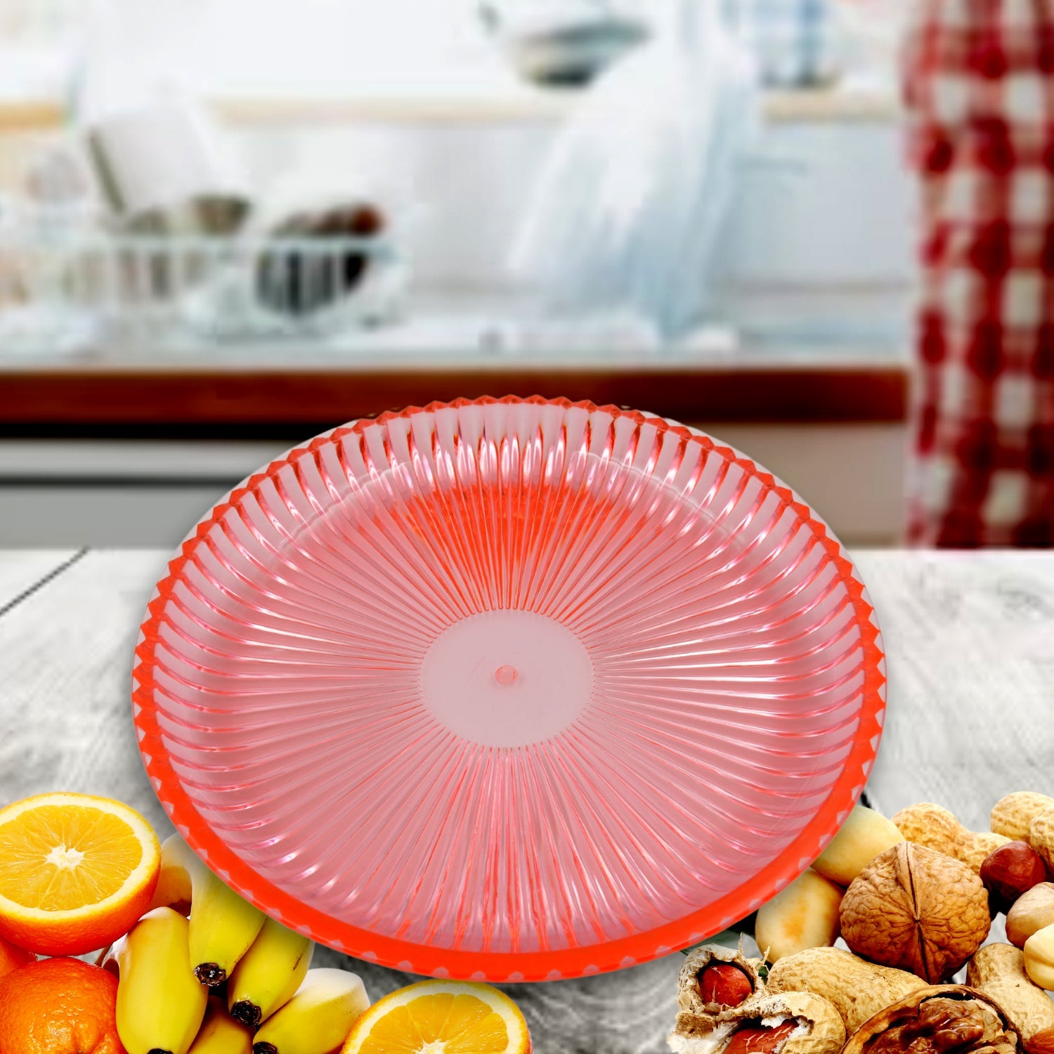 Round Plastic Dinner Plate / Tray / Snacks / Breakfast Plate friendly Plastic Plate for Kids Party Supplies Birthday Holiday Party Dinnerware Supplies (1 Pc)