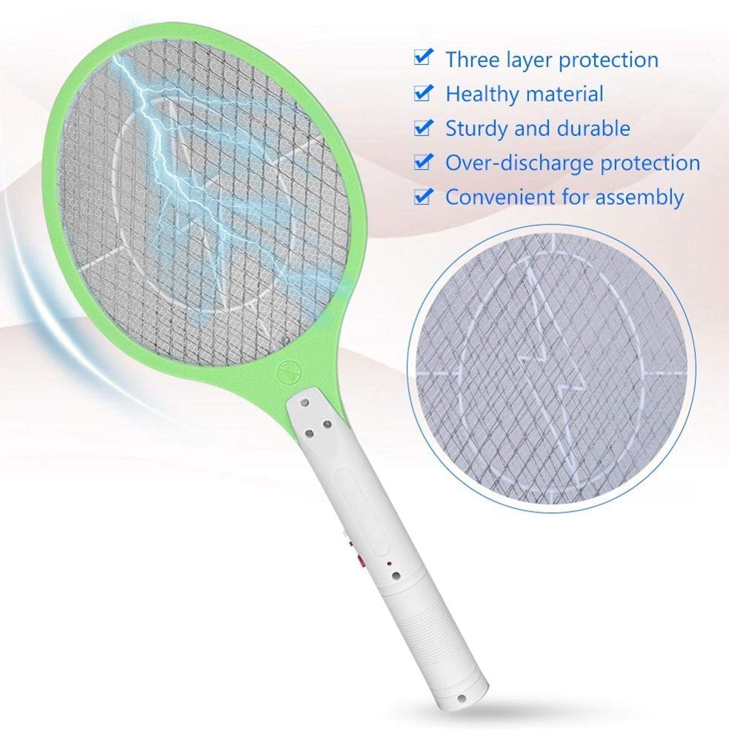 1724 Mosquito Killer Racket Rechargeable Handheld Electric Fly Swatter Mosquito Killer Racket Bat, Electric Insect Killer (Quality Assured) (with cable)