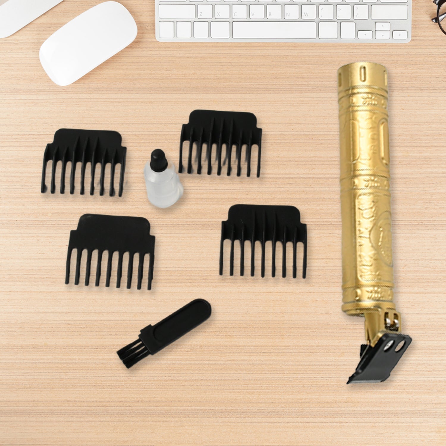 12839 Plastic Body Hair Trimmer for Men Hairstyle Trimmer, Professional Hair Clipper, Electric Shaving machine dry shaving for men - hair shaving and trimming beard With 4 adjustable blade clipper, Oil, Cleaning Brush