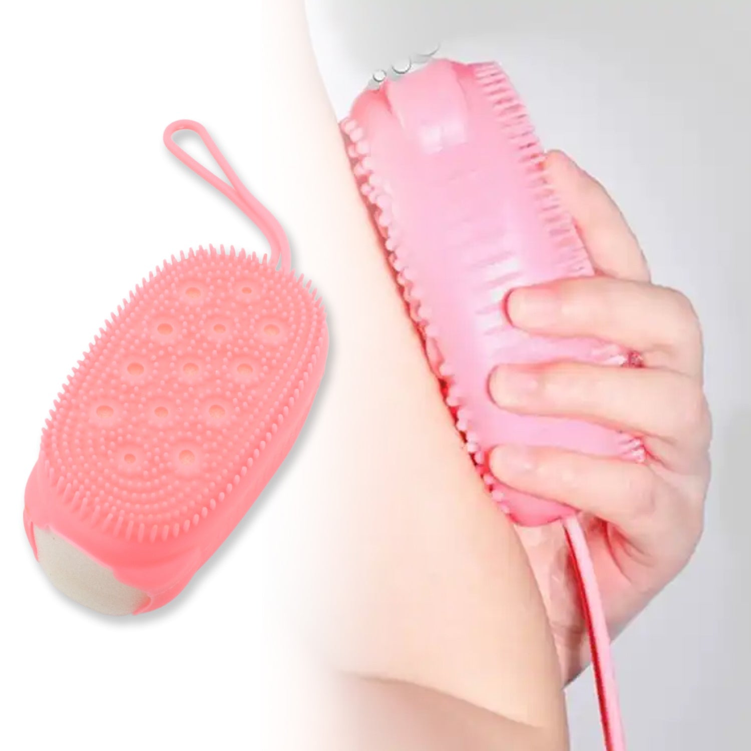 1436 Silicone Super Soft Silicone Bath Brush Double-Sided Body Scrubber Brush for Deep Cleasing Exfoliating, Ultra-Soft Scrubber(1 pc)