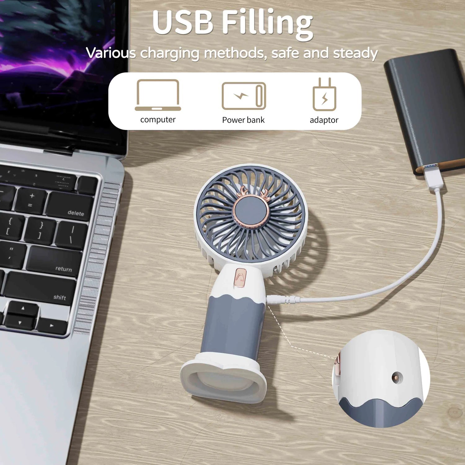 479 Mini Fan Rechargeable Table Fan Handheld Fan USB Fan Desk Fan Cooling Fan For Home , Office , Car, & Multi Use Fan