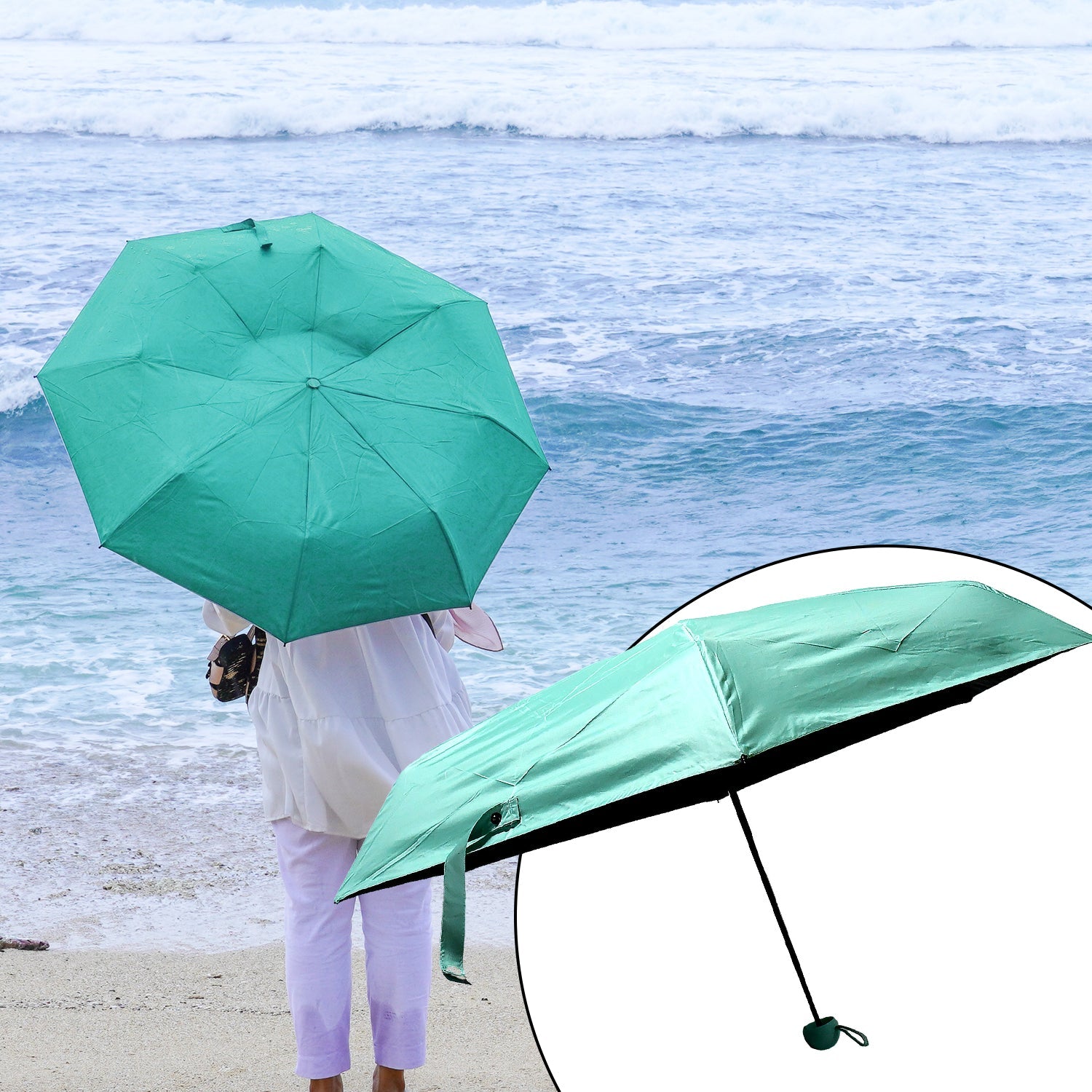 9534 5 Fold Manual Open Umbrella With Capsule Case | Windproof, Sunproof & Rainproof with Sturdy Steel Shaft & Wrist Straps | Easy to Hold & Carry | Umbrella for Women, Men & Kids