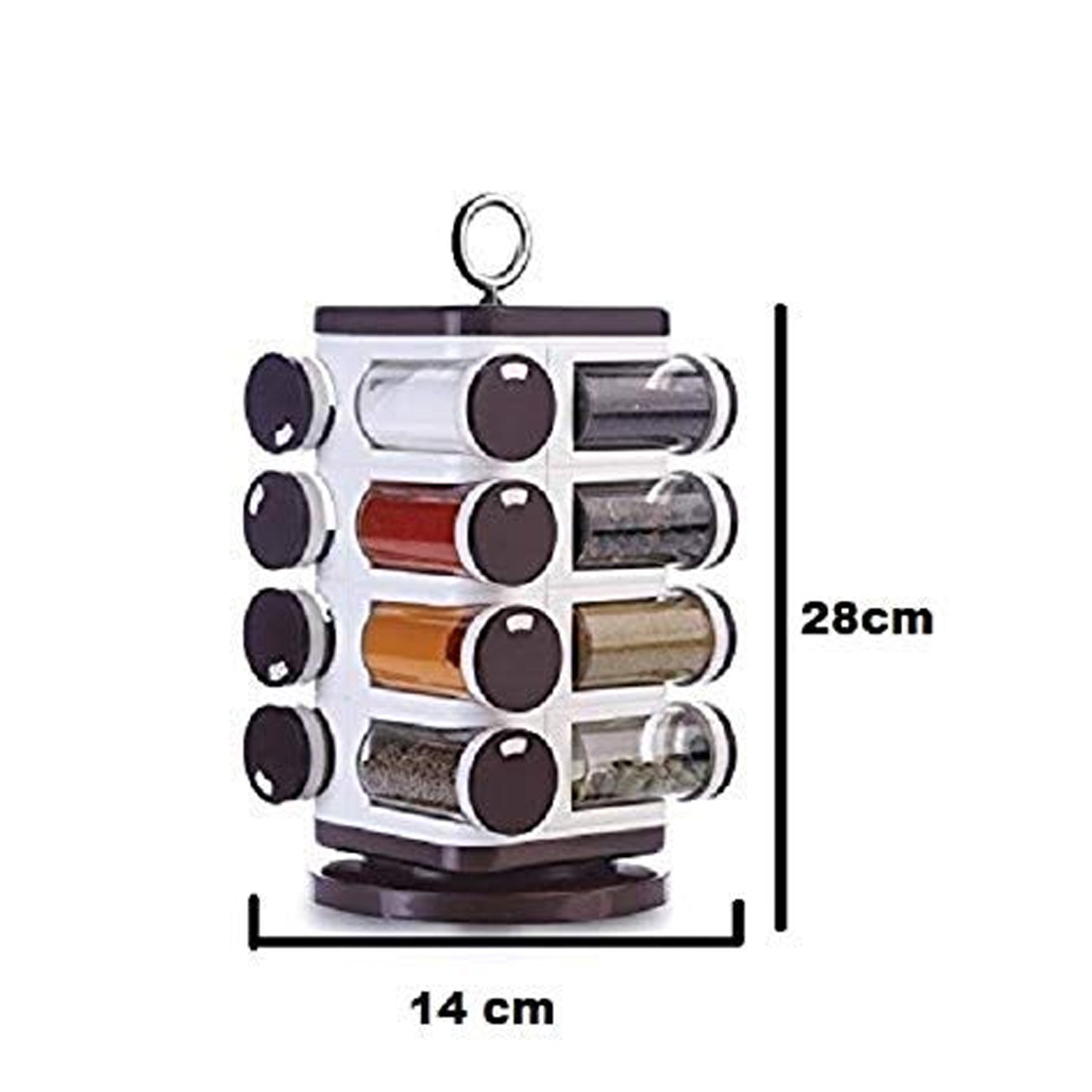 8119 Ganesh Multipurpose Revolving Spice Rack With 16 Pcs Dispenser each 100 ml Plastic Spice ABS Material 1 Piece Spice Set 1 Piece Spice Set (Plastic)