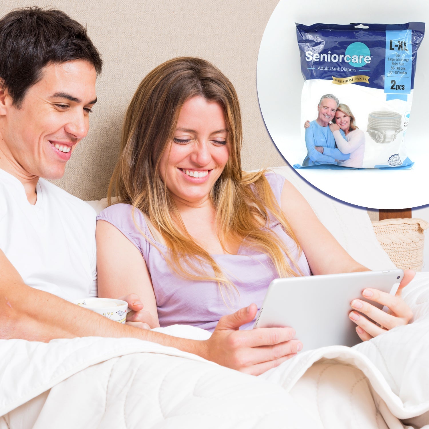 0970 Large - Extra Large Senior care Adult Pull Up Diaper Pants (Waist Size (90-140 Cm | 35 -55 Inch) Adult Diapers ( Large - Extra Large L-XL2Pc)