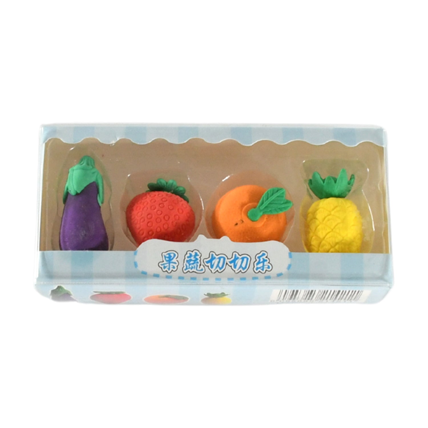8760 Mini Cute Vegetables and Fruits Erasers or Pencil Rubbers for Kids, 1 Set Fancy & Stylish Colorful Erasers for Children, Eraser Set for Return Gift, Birthday Party, School Prize, 3D Erasers (4 pc Set)