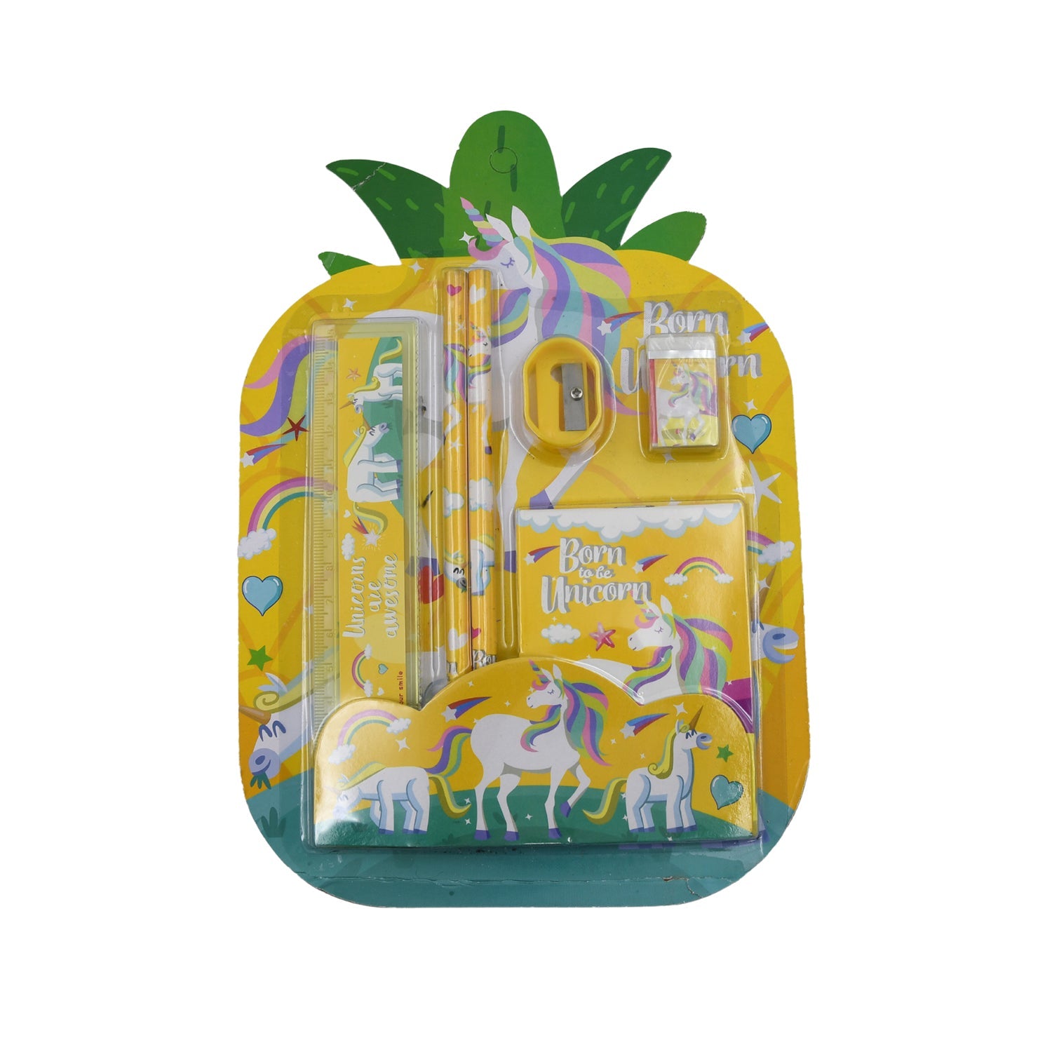 4599 6 PC SET STATIONARY SET INCLUDING PENCIL RULER RUBBER PENCIL SHARPENER SCHOOL, OFFICE PRODUCT GIFT