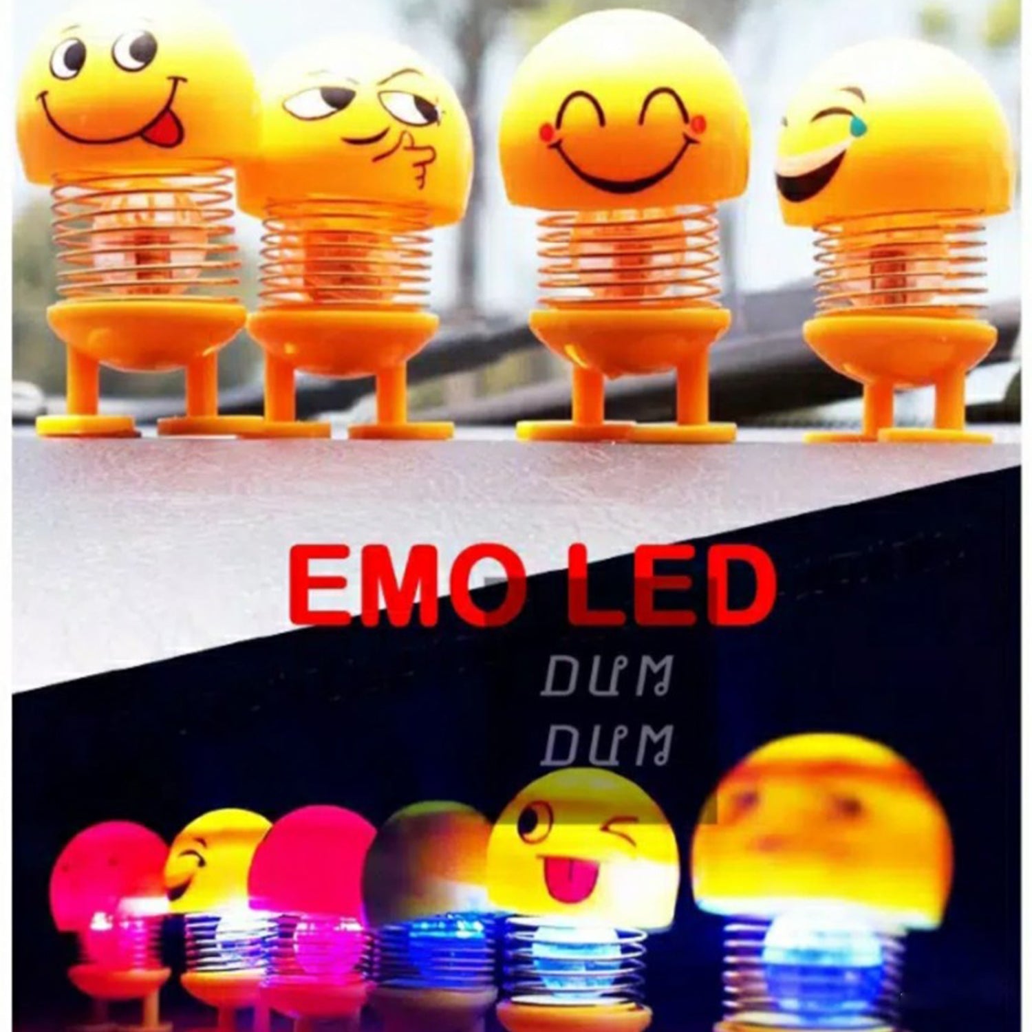 4714 Emoji Shake Car Dashboard Doll Dance for Car interior Decoration With LED Light