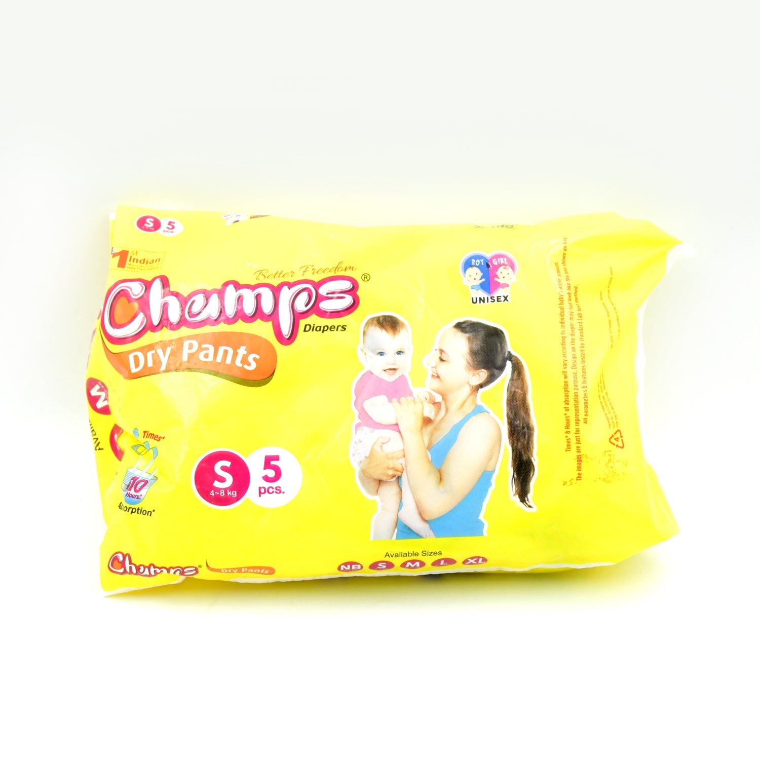 0968 Small Champs Dry Pants Style Diaper- Small Best for Travel Absorption, Champs Baby Diapers, Champs Soft and Dry Baby Diaper Pants (S5 Pcs )