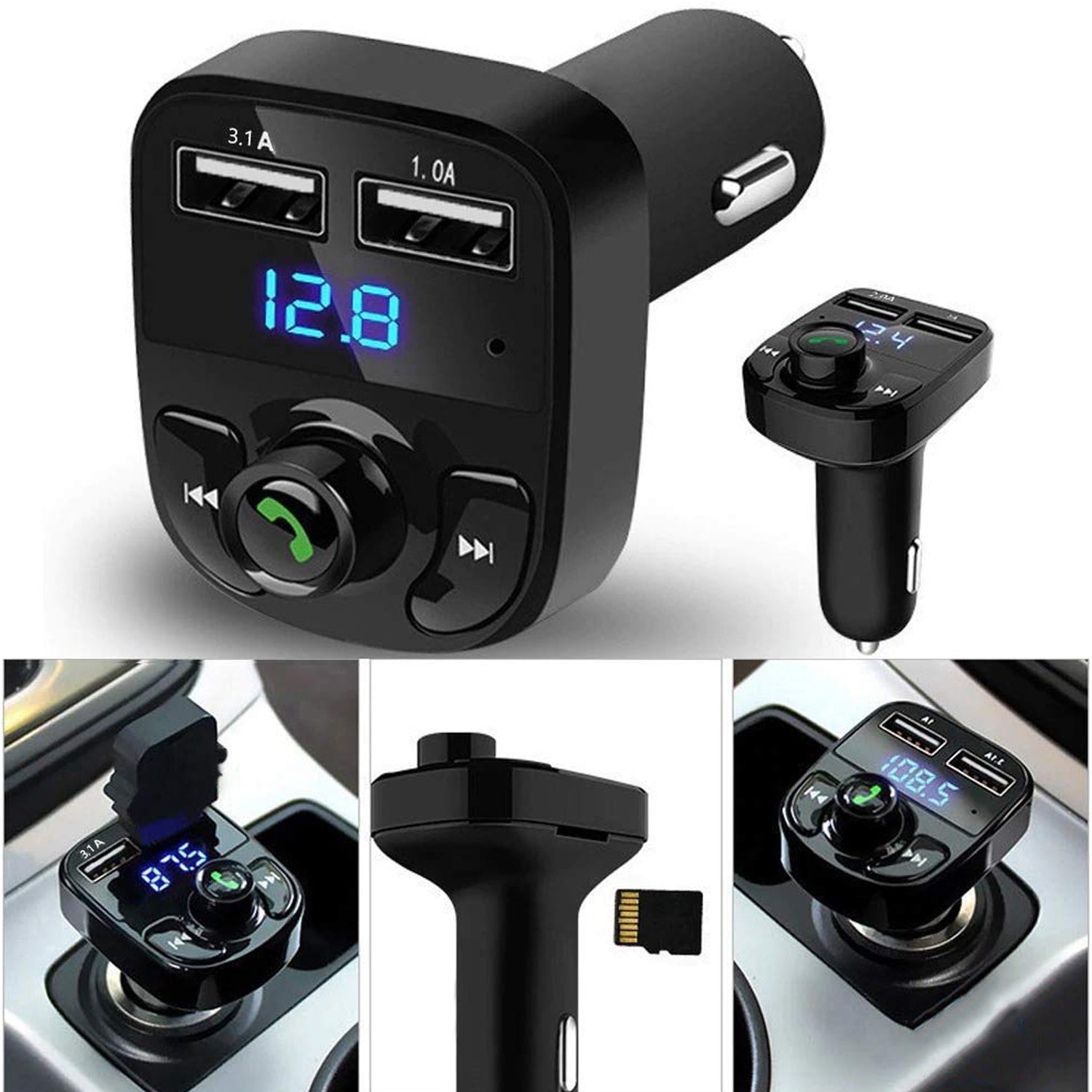 8533 CAR-X8 Bluetooth FM Transmitter Kit for Hands-Free Call Receiver / Music Player / Call Receiver / Fast Mobile Charger Ports for All Smartphones with 3.1A Quick Charge Dual USB Car Charger