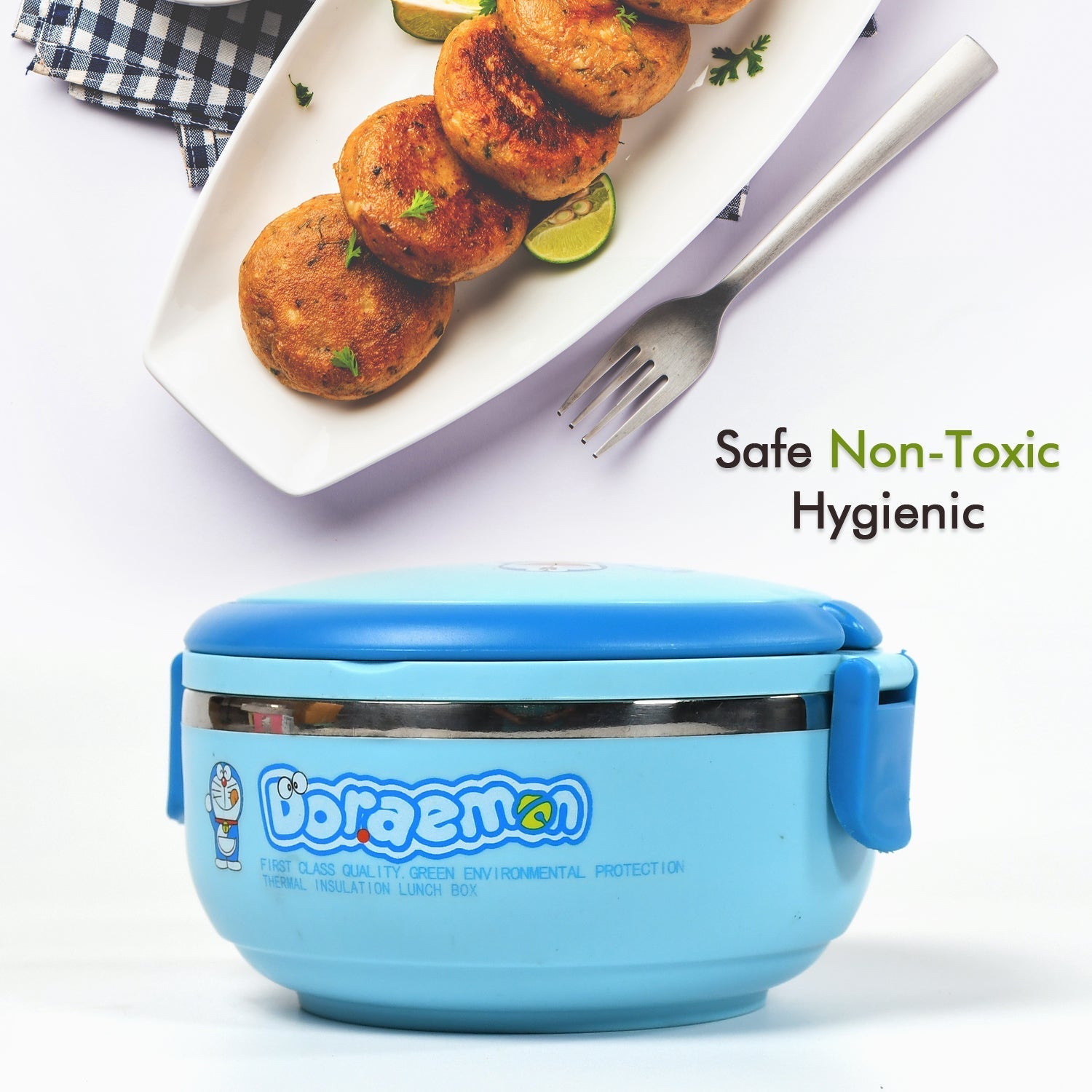 2874A Single Layer Doraemon Steel Lunch Box High Quality Premium Lunch Box For Office & School Use