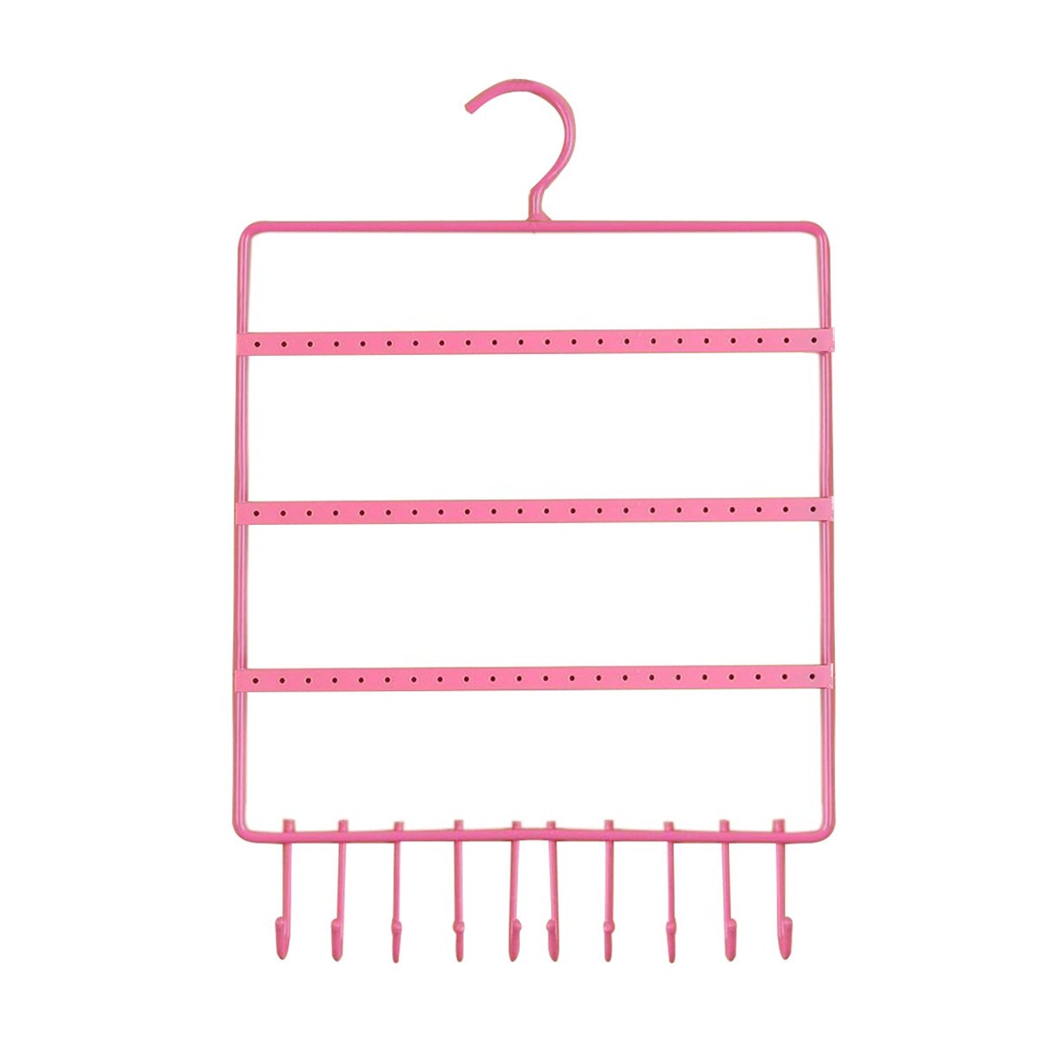 0594 Lightweight & Wall Mounted Earrings Organizer/HANGER for Tangle Free Hanging for Women, 66 Holes - 10 Hooks (metal)