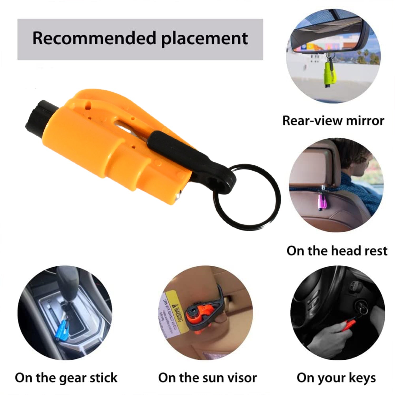 8761 2 in 1 Emergency Safety Cutter with Key Chain, Small Portable Handy Emergency Safely Glass Breaking & Seat Belt Cutting Keychain Tool