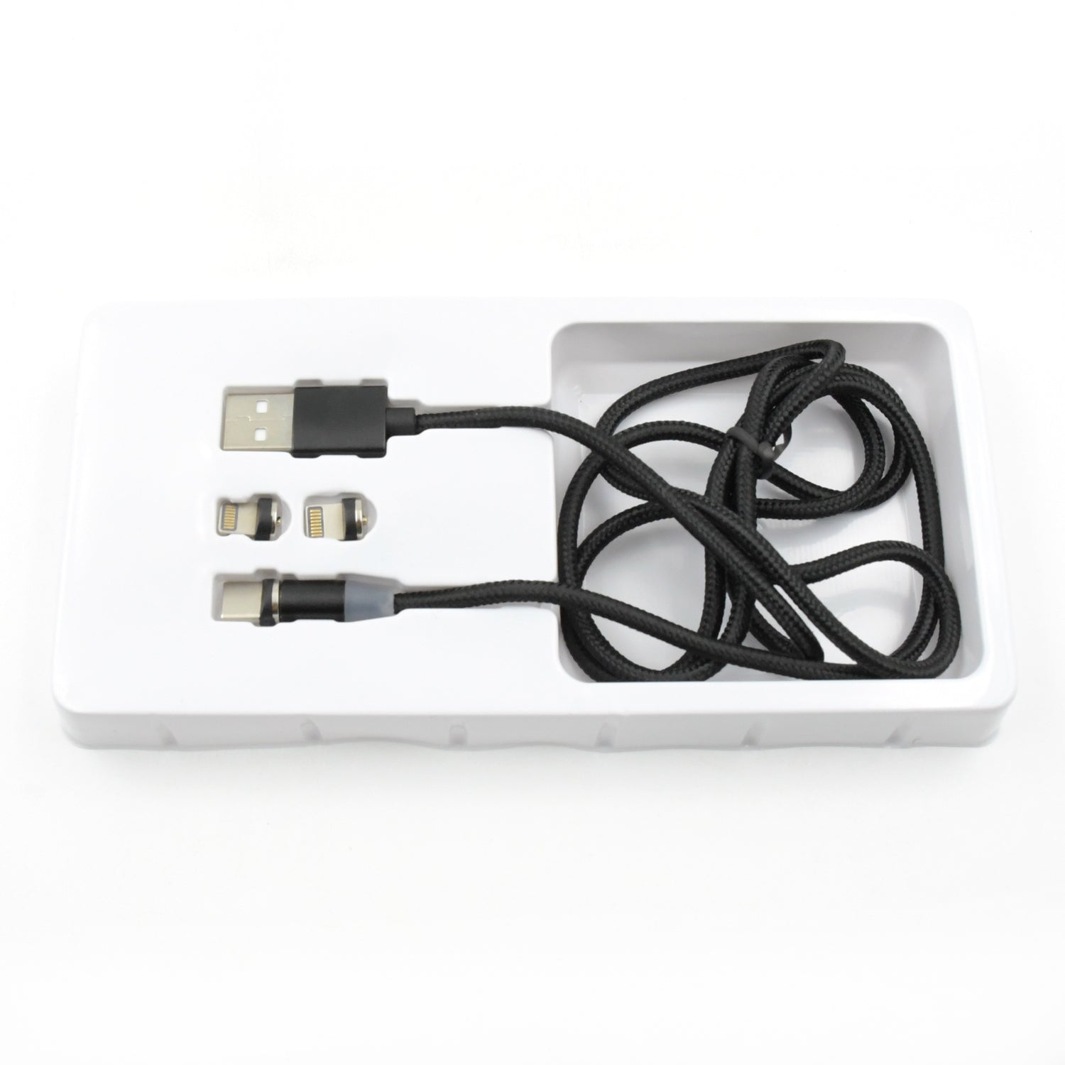 12520 Magnetic Charging Cable 3 in 1 Metal Magnetic Micro USB Type C Lighting Cable with LED, Multiple Charging Adapters for All Android and all Smartphones (Compatible with All Android and iPhone Smartphones, Tablet, PC, Mobile