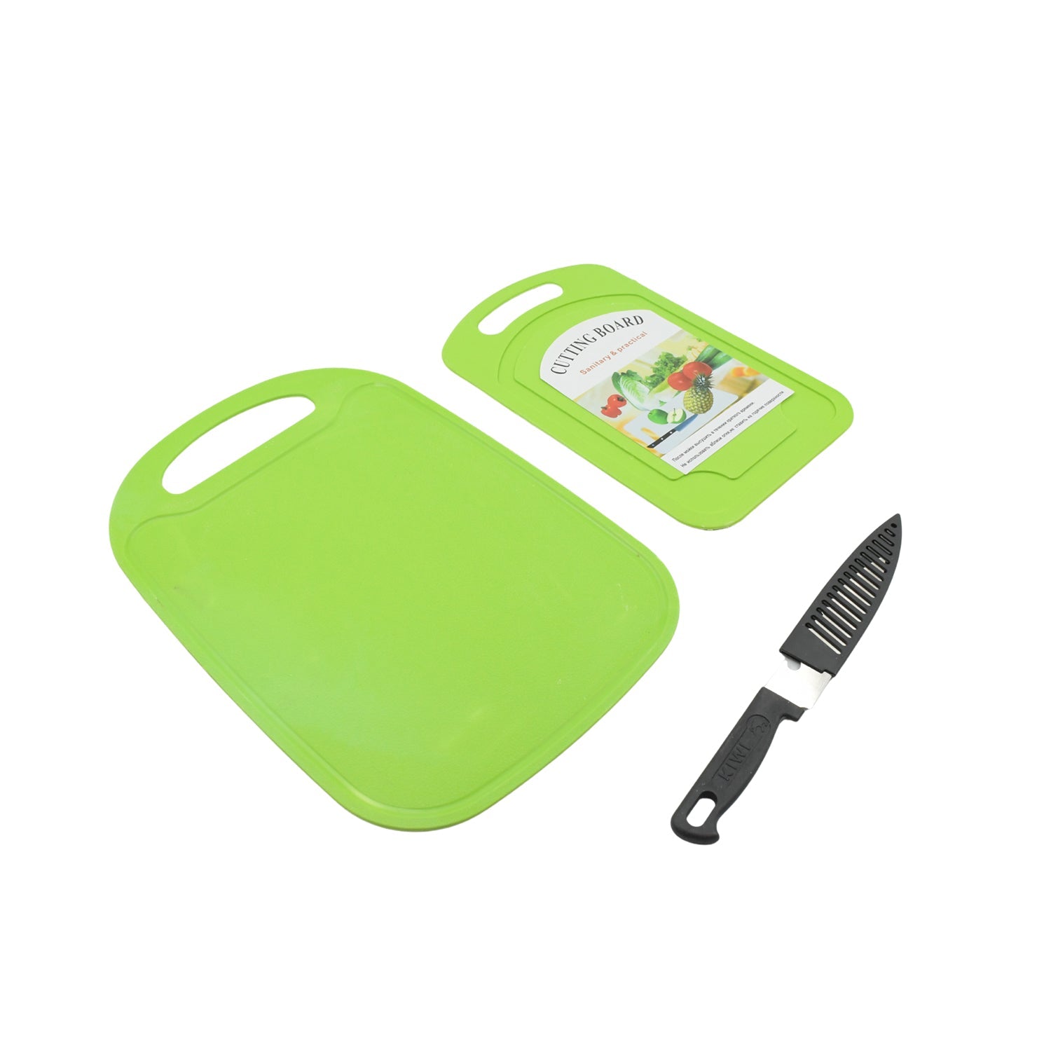 5813 Premium Plastic Chopping Board & Steel Knife Vegetable Chopping Board With Knife Cutting Board for Kitchen Chopper Fruit and Vegetable Cutter Chopper Plastic (3 Pc Set)